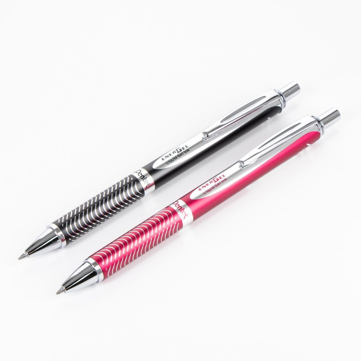 Pentel Energel Alloy Retractable Gel Ink Pen, 0.7mm, Black Ink Pen, 2 Pack