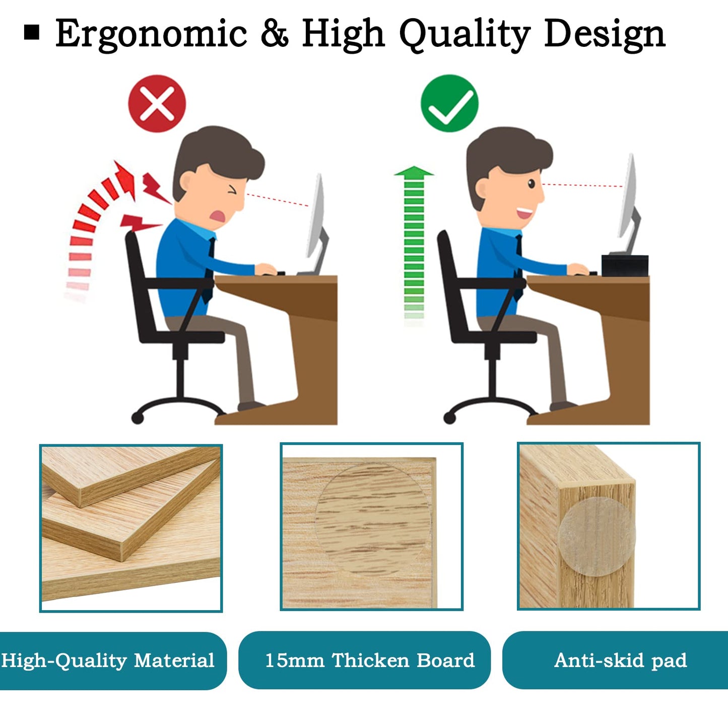 TEAMIX Wood Monitor Stand Riser-2 Packs, Maple
