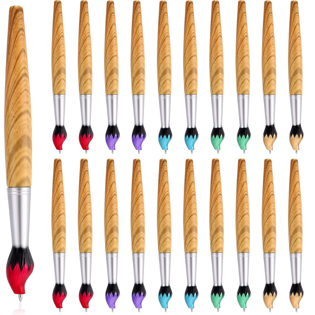 Thenshop 20 Pcs Retractable Paintbrush Pen Bamboo Brush Shape Ballpoint Pen