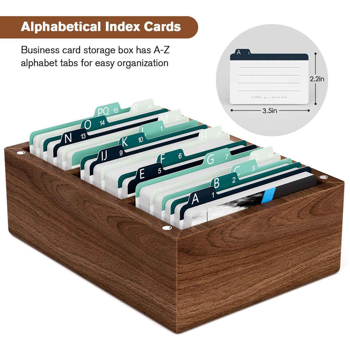 MaxGear Walnut Wood Business Card Organizer for 2.2" x 3.5" Cards