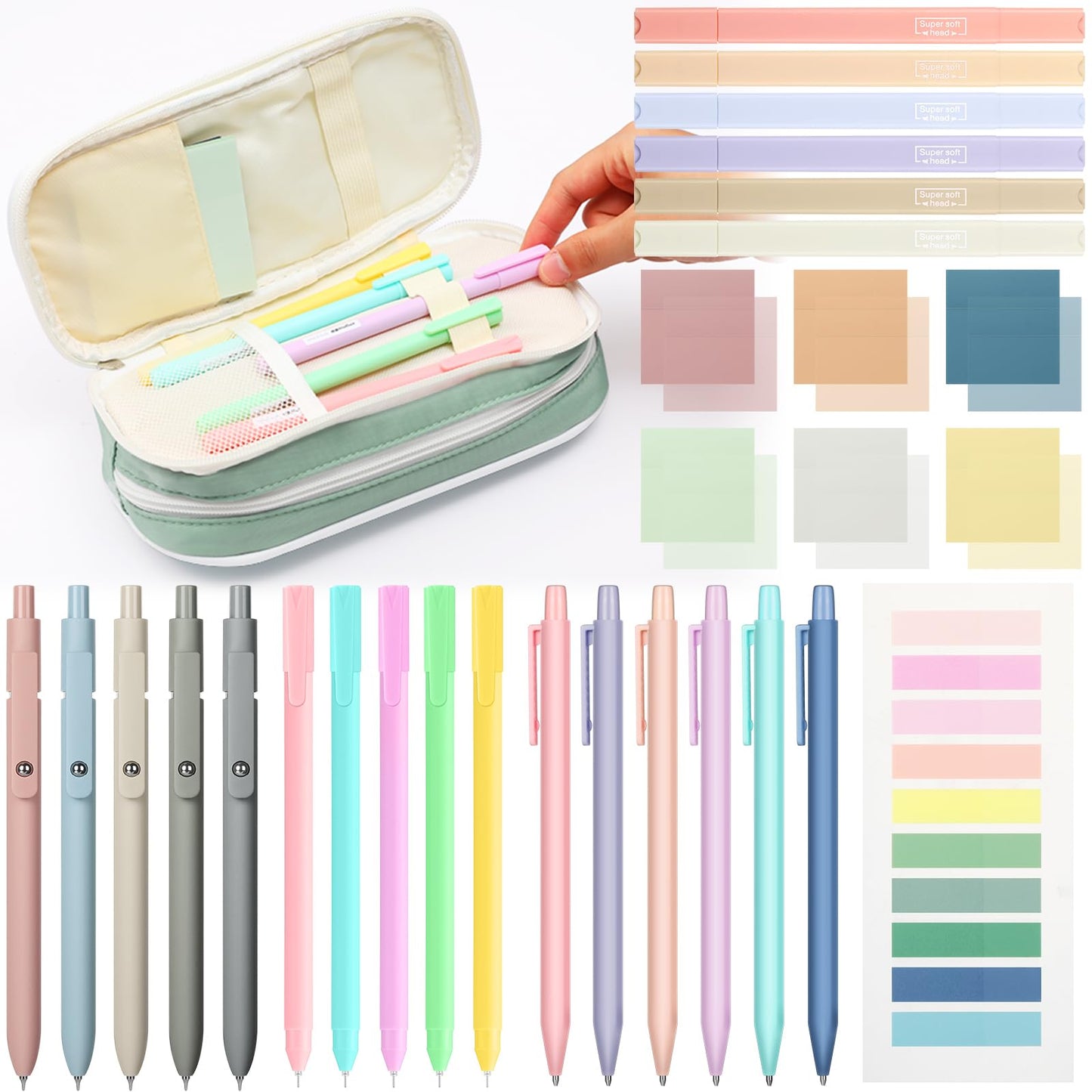 30 Pcs Aesthetic School Supplies for Stationary Essentials, Green