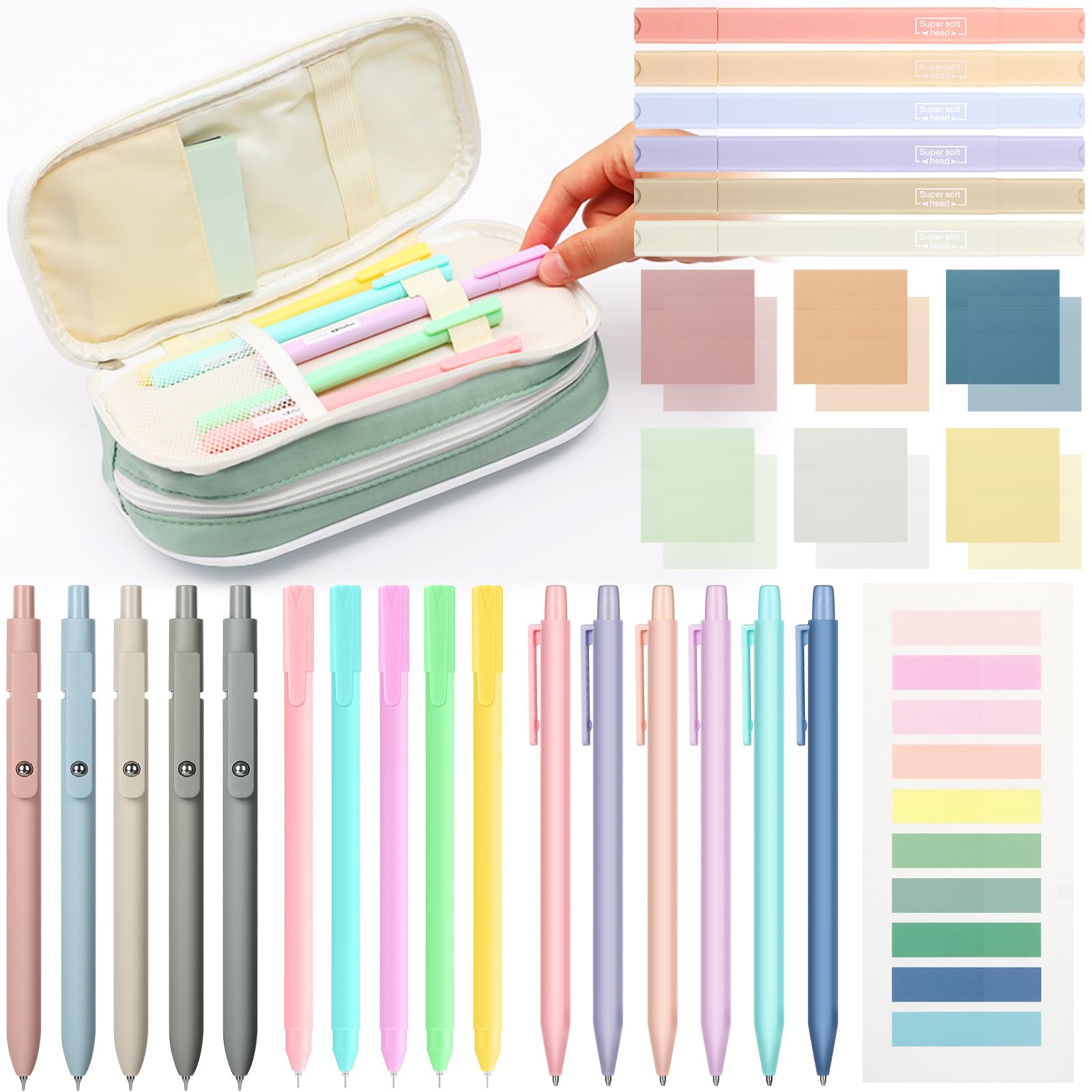 30 Pcs Aesthetic School Supplies for Stationary Essentials, Green