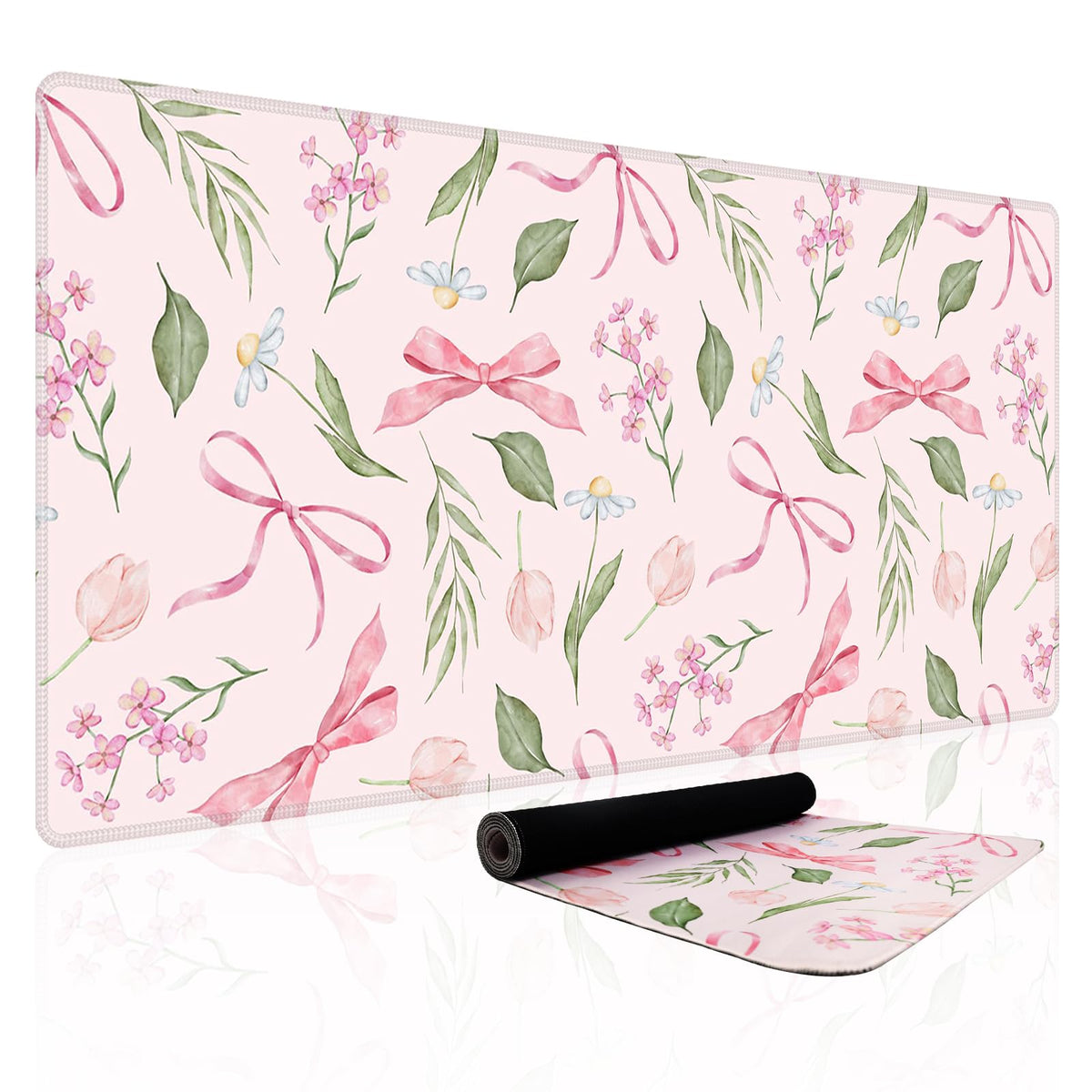 Baziabbo Pink Desk Mat,XXL Extended Big Mouse Pad,Gaming Mousepad with Stitched Edge,Non-Slip