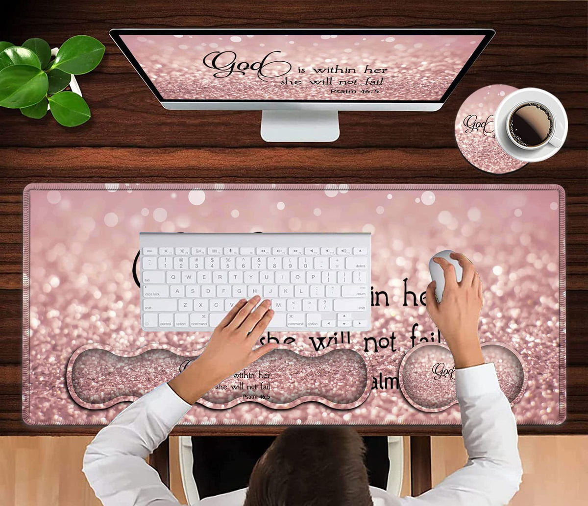 Large Mouse Pad, Desk Mat, Keyboard Pad+ Ergonomic Keyboard Wrist Rest Set,Extended Laptop