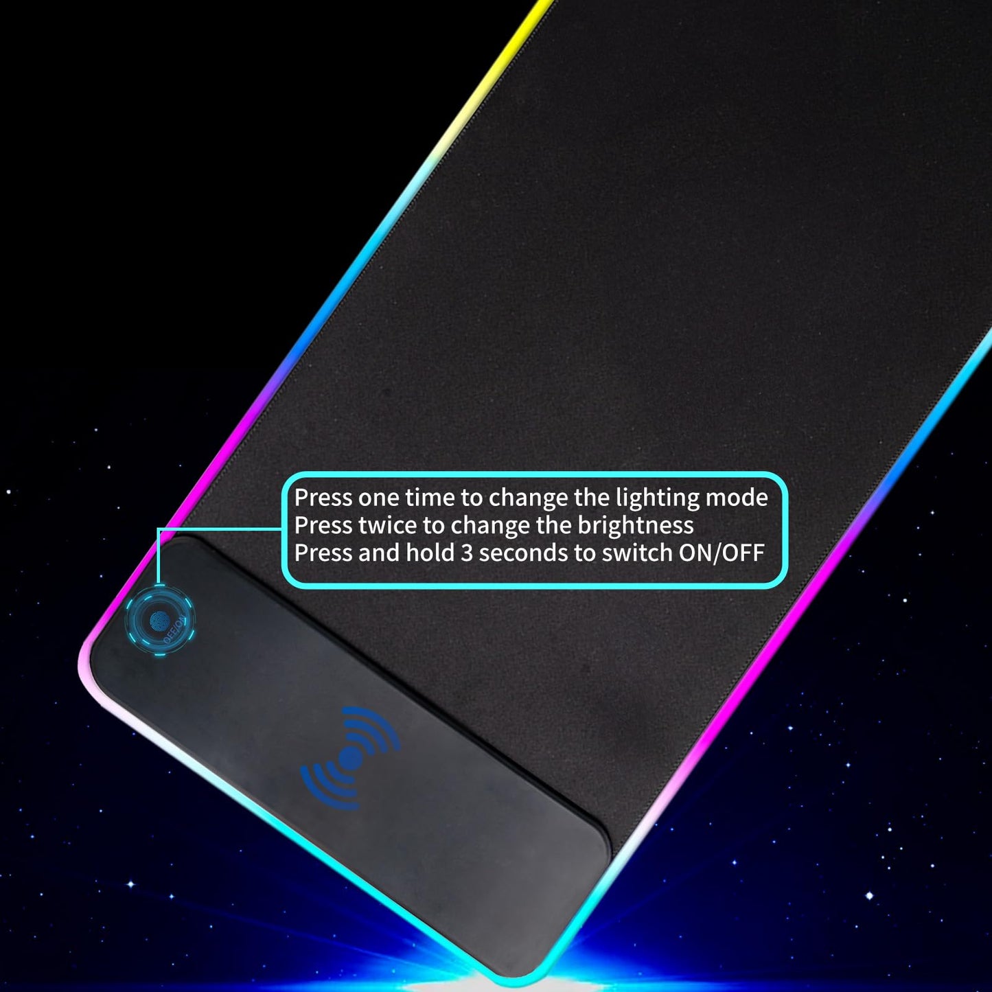 RGB Gaming Mouse Pad with Wireless Charging 15W, LED Mouse Mat 31.5 * 11.8 in, 10 Light Modes Extra