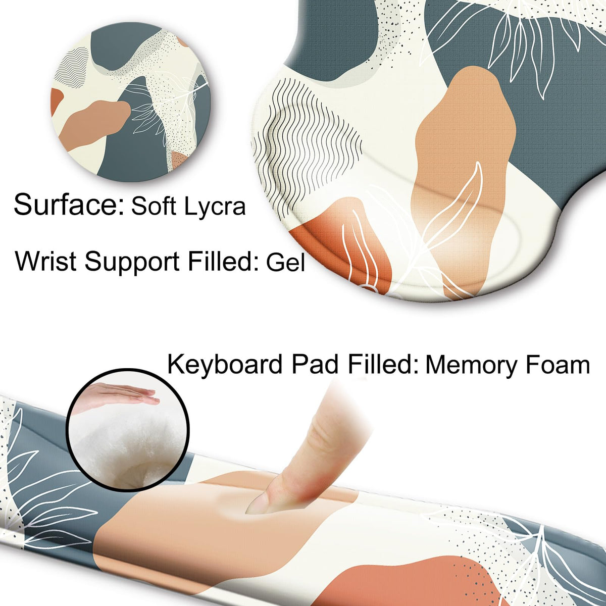 Wiabsi Mouse Pad and Keyboard Wrist Rest Support,Ergonomic Mouse Pad Set