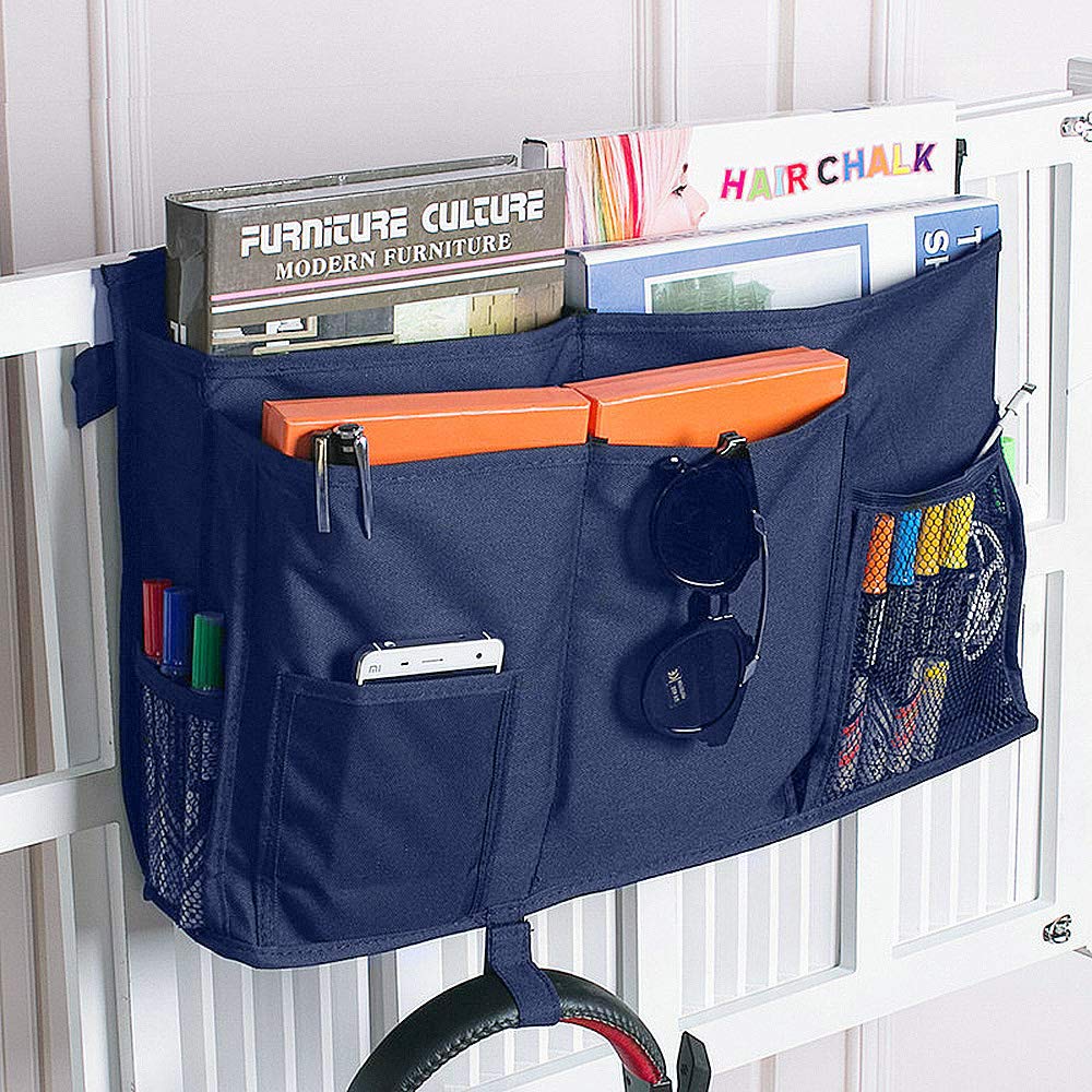 Bunk Bed Organizer, Bedside Storage Caddy, Hanging Pocket for Camp, Dorm Room, Hospital Bed Rail