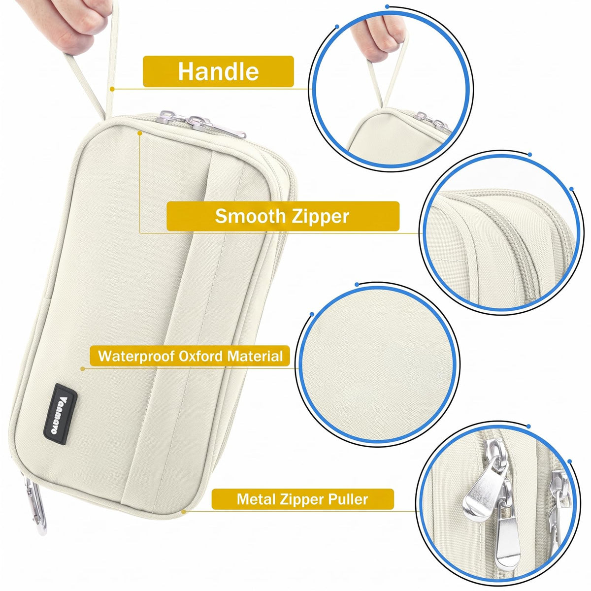 Pencil Case Big Capacity Pen Pouch Large Storage Holder Marker Pen Bag Durable 3 Compartment School