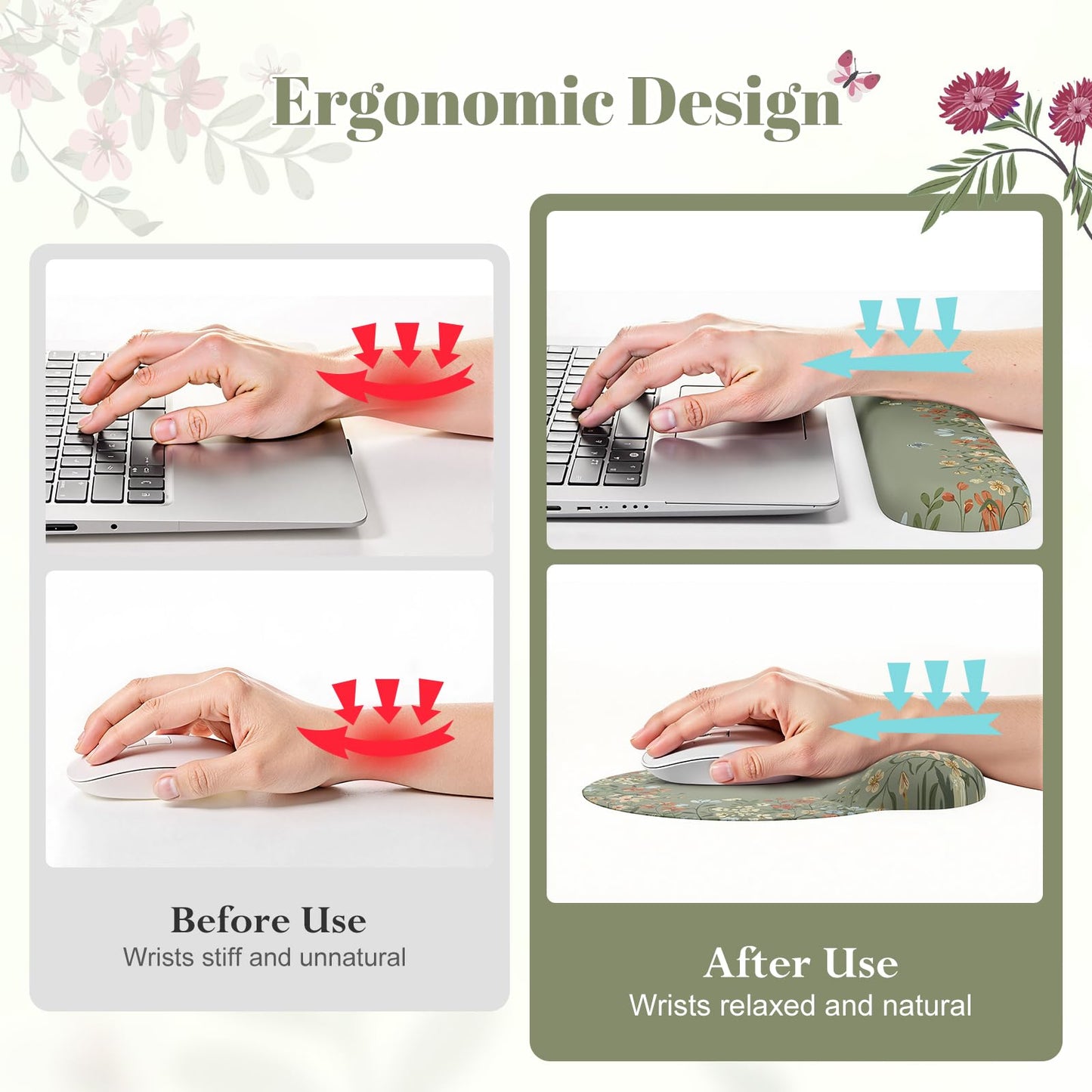 iLeadon Green Desk Mat Cute, Scalloped Desk Mat for Keyboard and Mouse