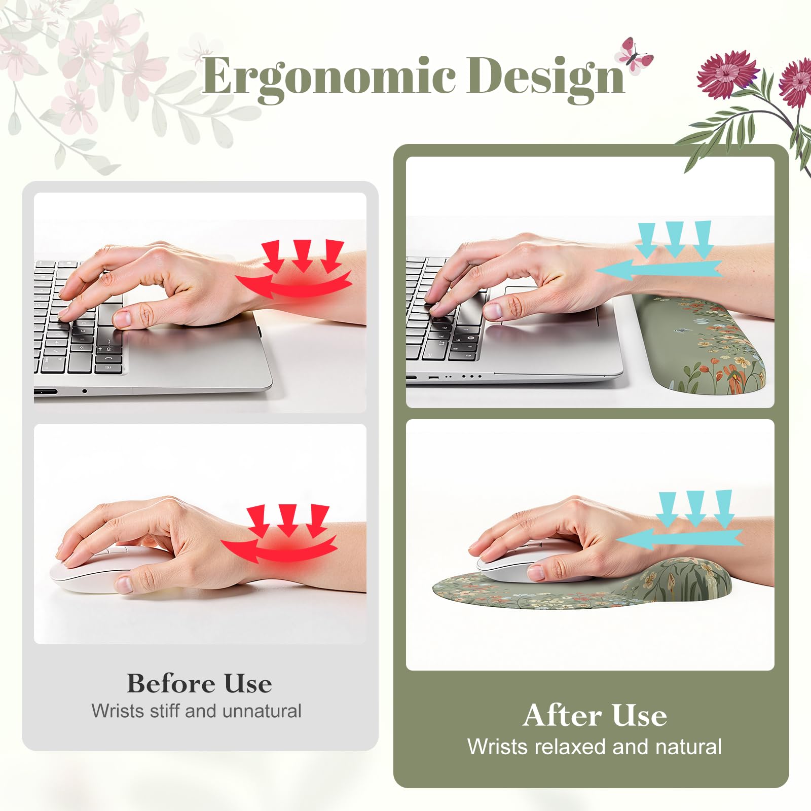 iLeadon Green Desk Mat Cute, Scalloped Desk Mat for Keyboard and Mouse