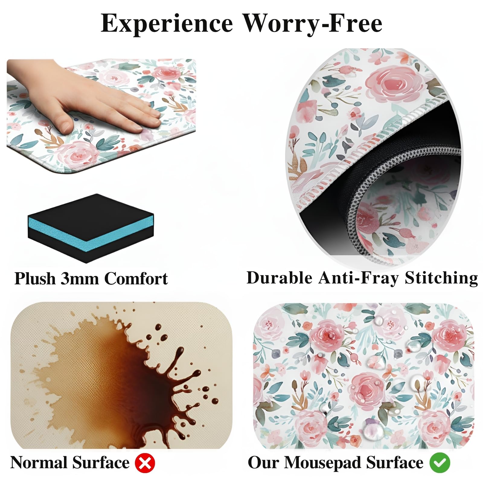 XXL Gaming Mouse Pad (47.2 x 23.6 Inch), Giant Floral Desk Blotter for Full Coverage, Watercolor