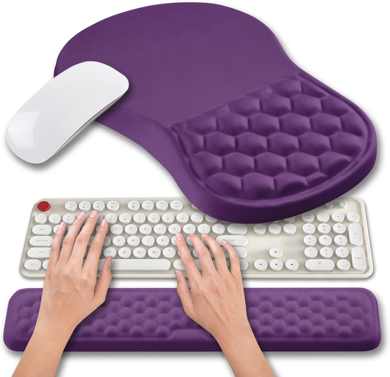 Hokafenle 2 in 1 Ergonomic Mouse Pad Wrist Support & Wrist Rest for Computer Keyboard Set, with