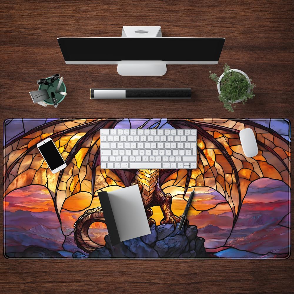 Dragon Desk Mat Large Mouse Pad XXL Extended Gaming, Gamer Gift Play Mat Desk Mousepad with
