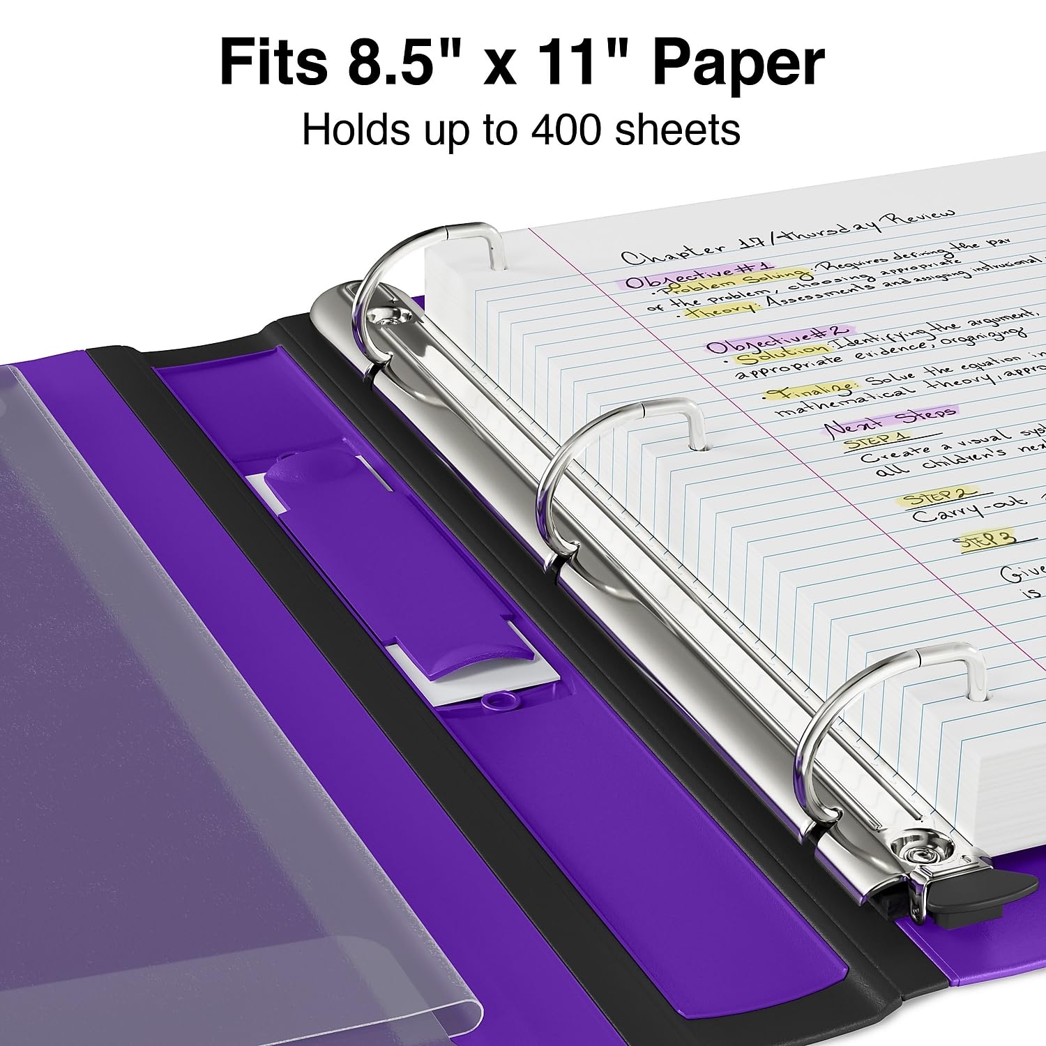 Staples Better Binder, 1.5 Inch D-Ring, Purple, 400 Sheets, 3-Pack