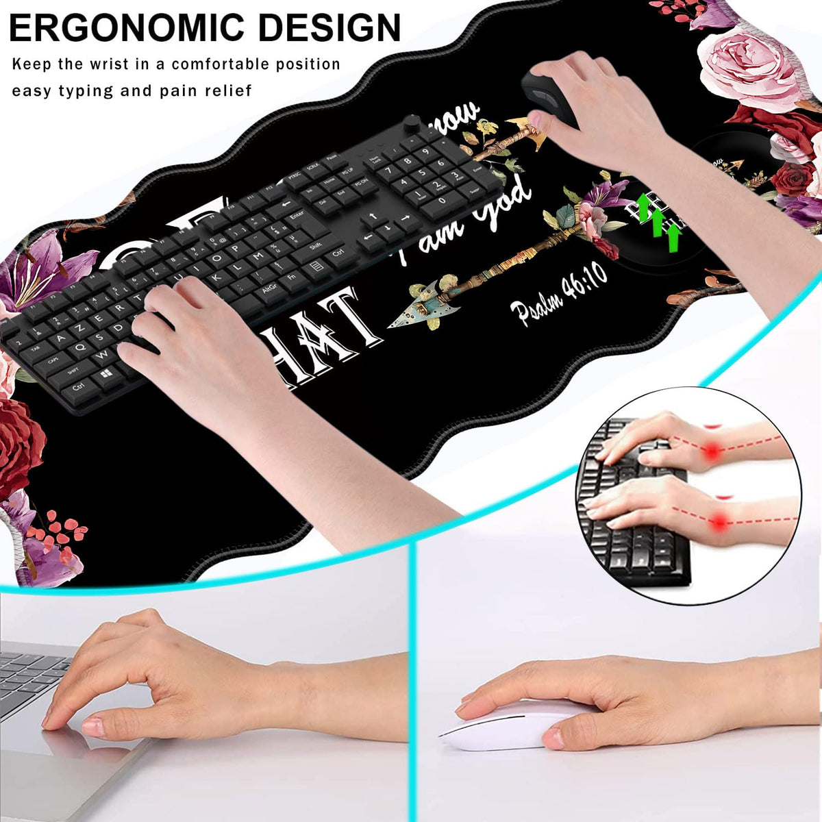 CICPLKSE Mouse Pad with Wrist Support + Desk Mat + Coaster 3 in 1 Set, XL Large Gaming Mousepad