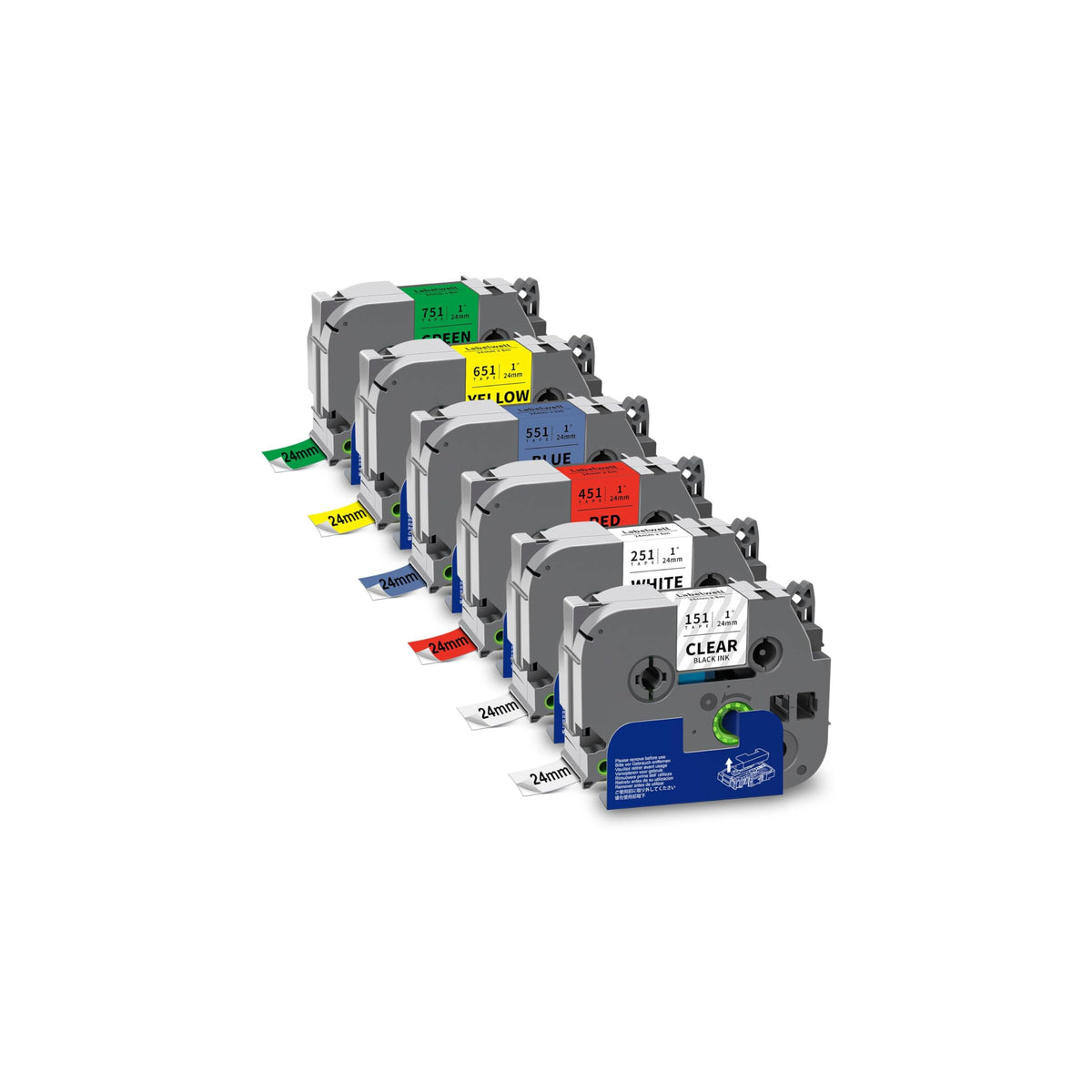 Labelwell 6-Pack TZe 24mm 0.94" Laminated Multi-Color TZe-251