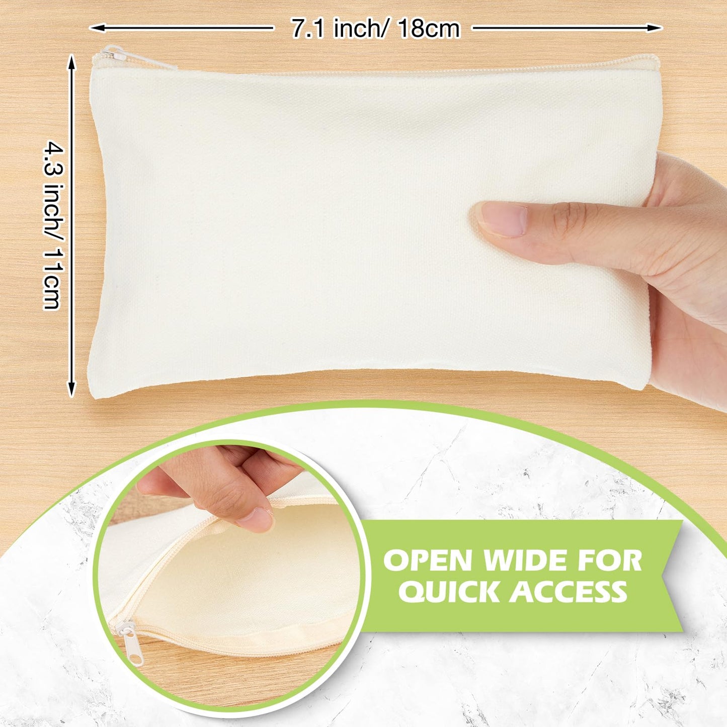 Frienda 50 Pcs Canvas Zipper Pouch Bulk Gift, Beige Zipper
