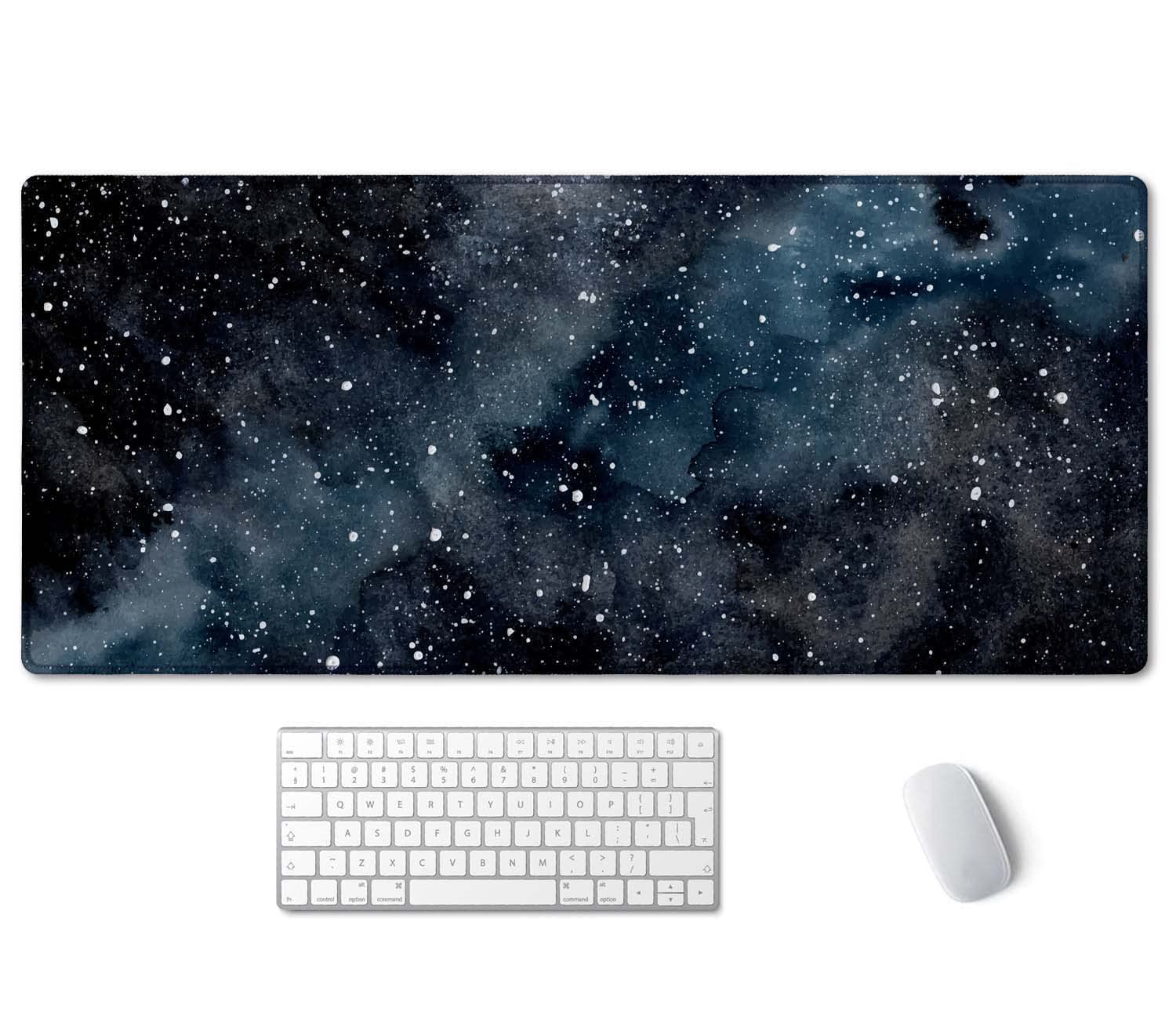 SSOIU Extended Gaming Mouse Pad (35.5x15.7 in) Dark Starry Deep Space Desk Mat, Cute Galaxy Desk Pad