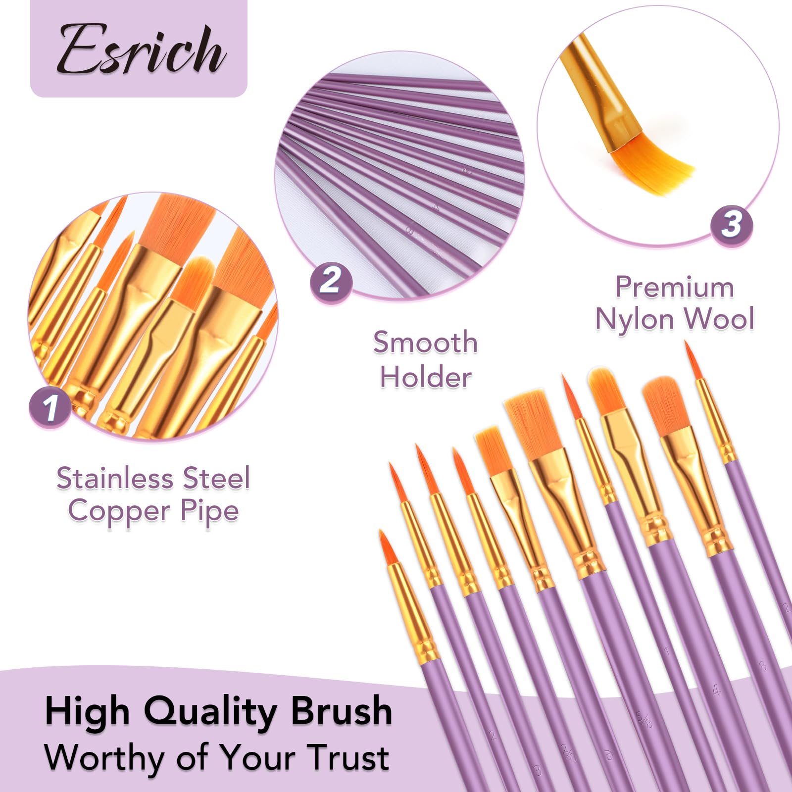 ESRICH 240PCS Paint Brushes, Paint Brush for Acrylic Painting