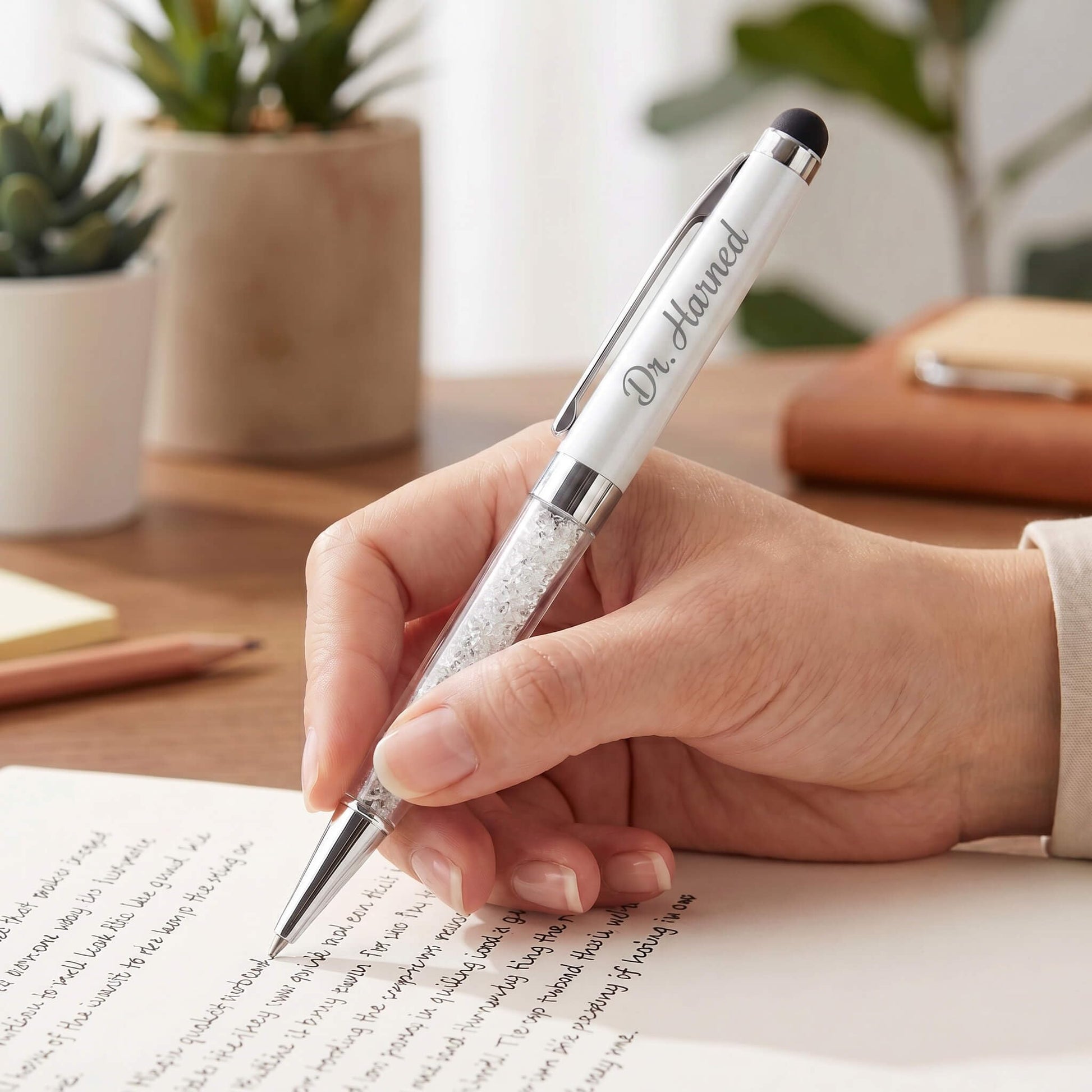 Ancolo Engraved Ink Pens Luxury Business Pen with Stylus Tip Crystal