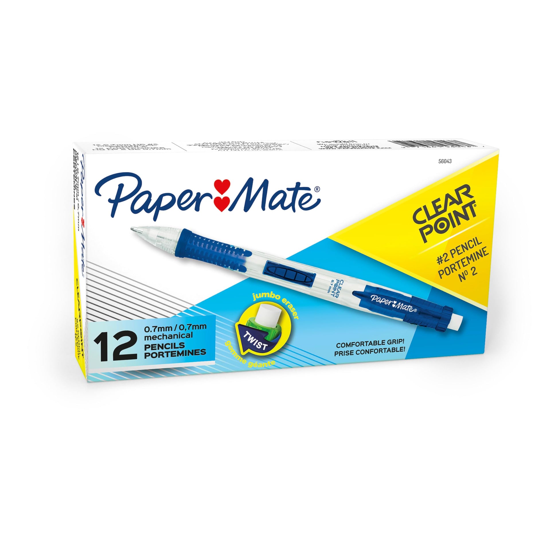 Paper Mate Clearpoint Mechanical Pencils, 0.7mm HB #2 Lead, Blue Barrels, 12 Count - Teacher