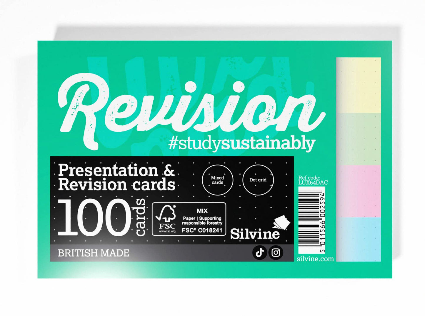 Luxpad Revision A6 Flash Cards - 5mm Dot Grid (100 Cards) Assorted Colours