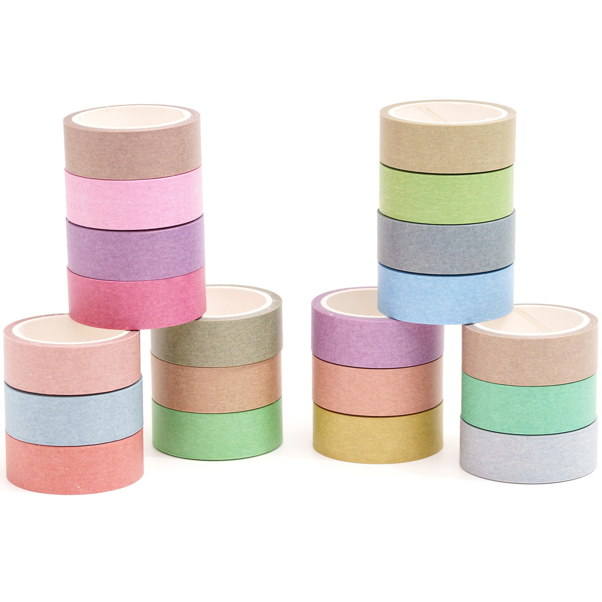 YUBBAEX 20 Rolls Solid Colors Washi Tape Set Pastel Colored Masking Rainbow Decorative Tapes