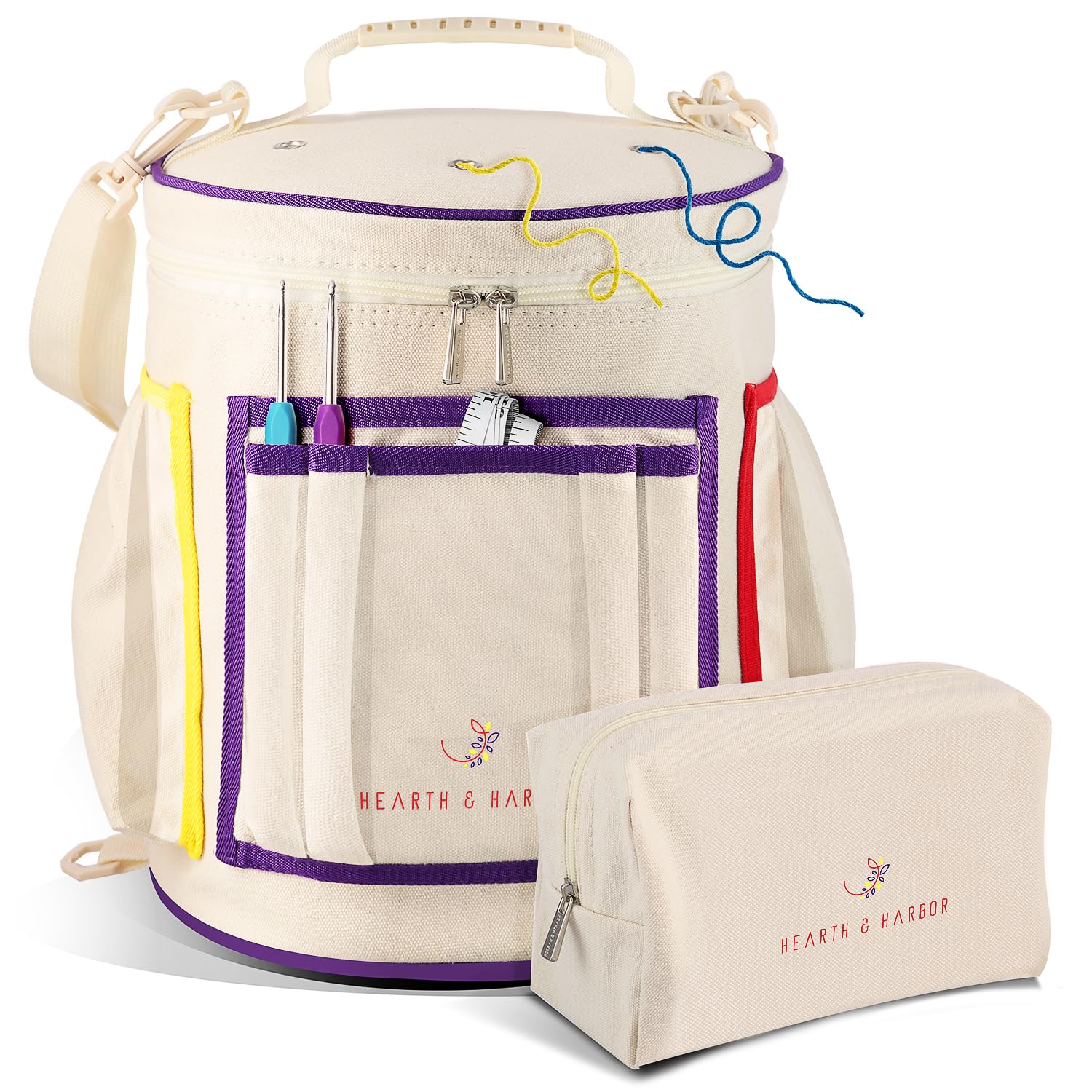 Hearth & Harbor Crochet Bag Organizer – Durable Knitting Bag, Yarn Organizer for Accessories and