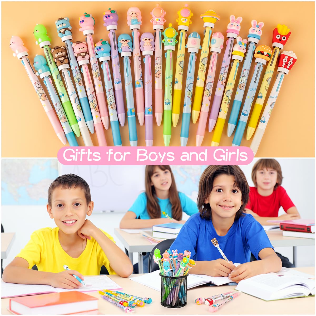 PGPBW 24 Fidget Spinner Easter Multicolor Pen in One 3-in-1 | Fun Cute Pens for Kids & Adults |