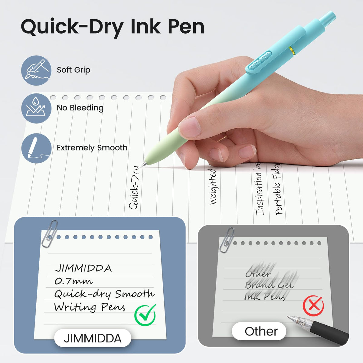 JIMMIDDA 16 Pack Gel Pens, Black Ink Quick-Drying No Smudge with Fidget