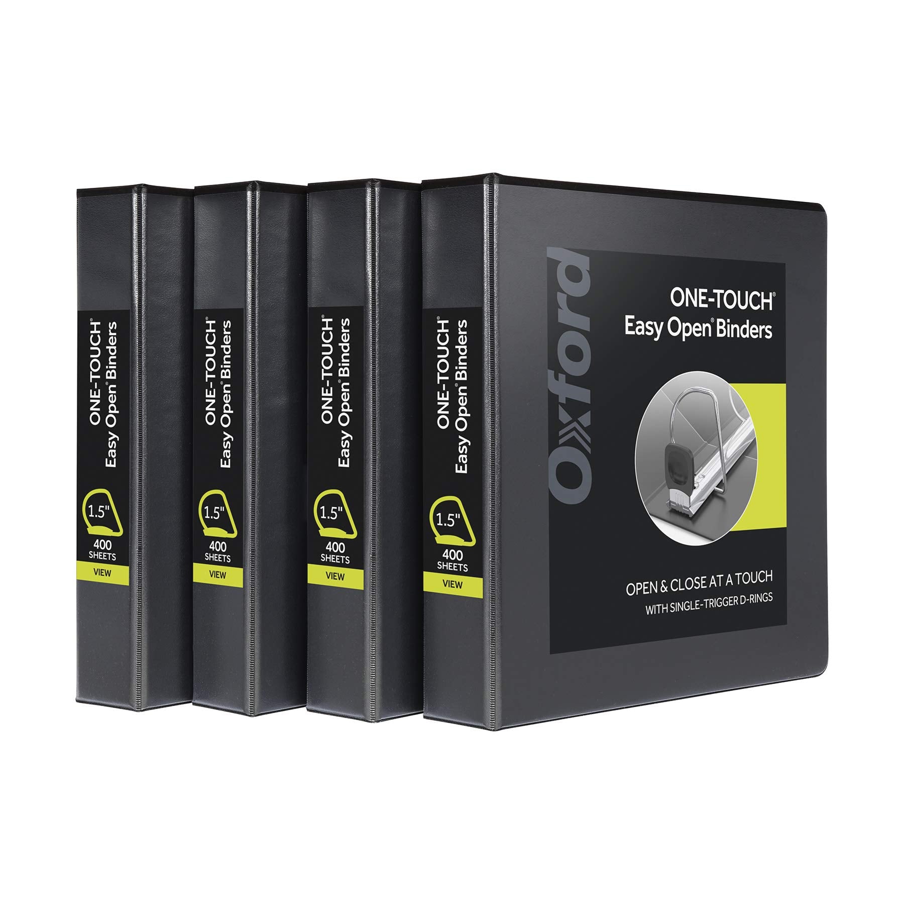 Oxford 3 Ring Binders, Binders for School and Office, Durable 1.5 Inch ONE-Touch Easy Open D Rings