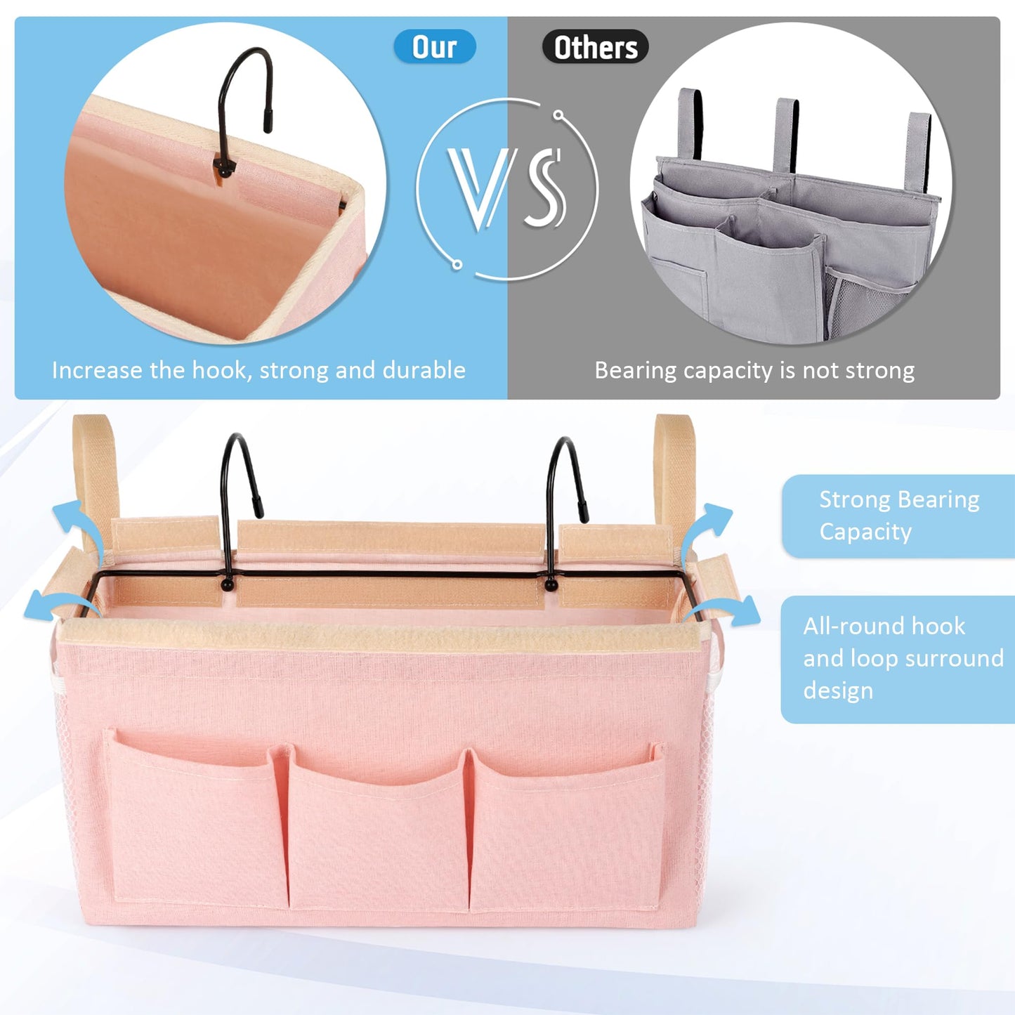 Ozzptuu Bedside Caddy Bedside Storage Bag for Headboards/Bunk Bed