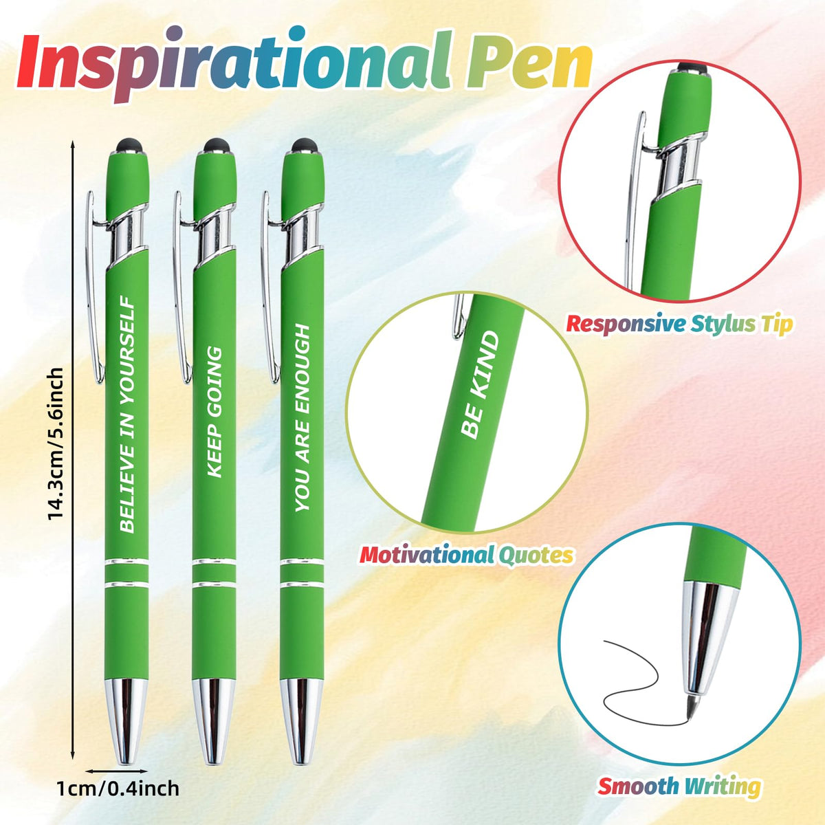 60 Piece Inspirational Pens Kit with Stylus Tip & Sayings – 30 Motivational Pen + 30 Individual