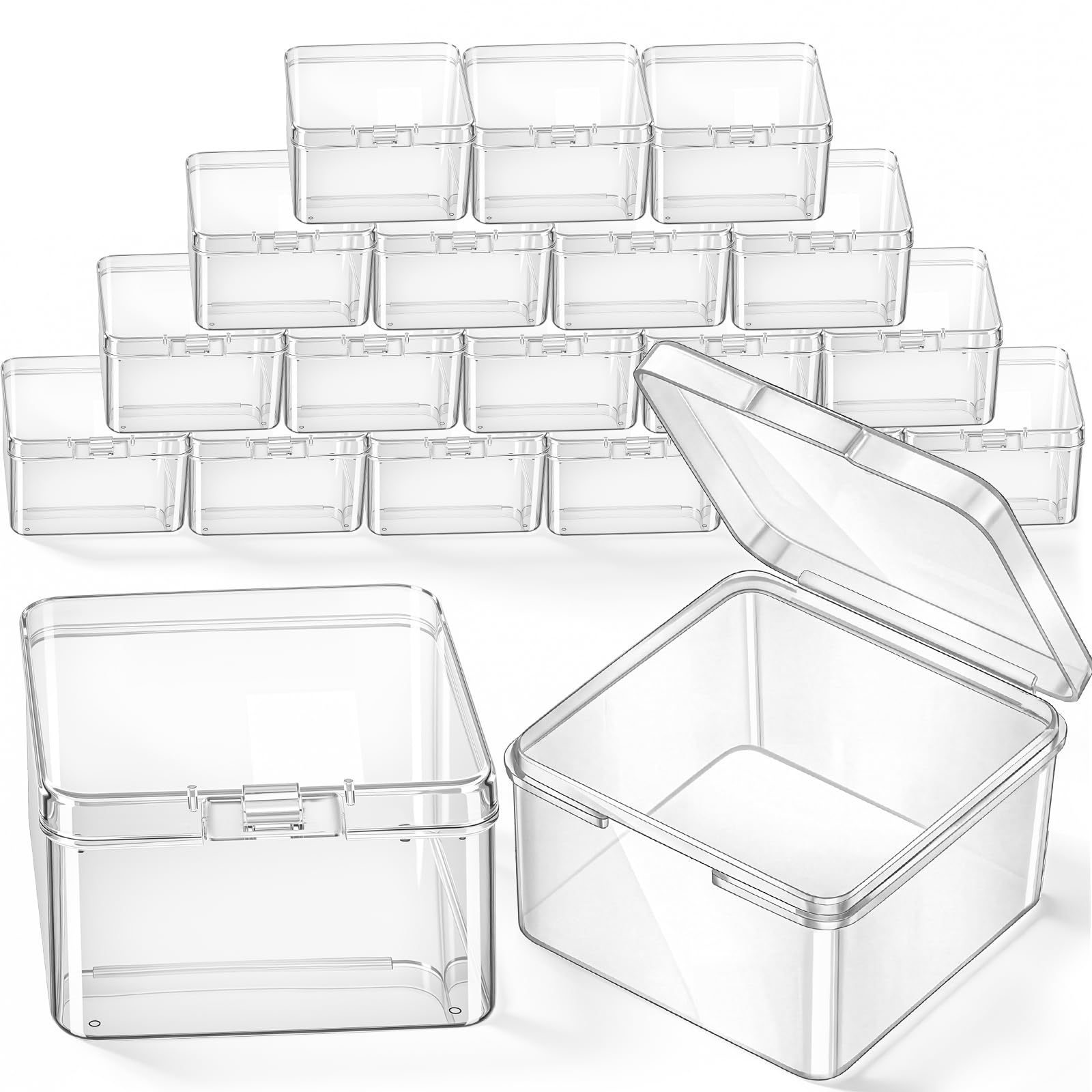Jetec 18 Pieces Small Clear Plastic Storage Box, 2.5 x 2.5 x 1.6 Inch