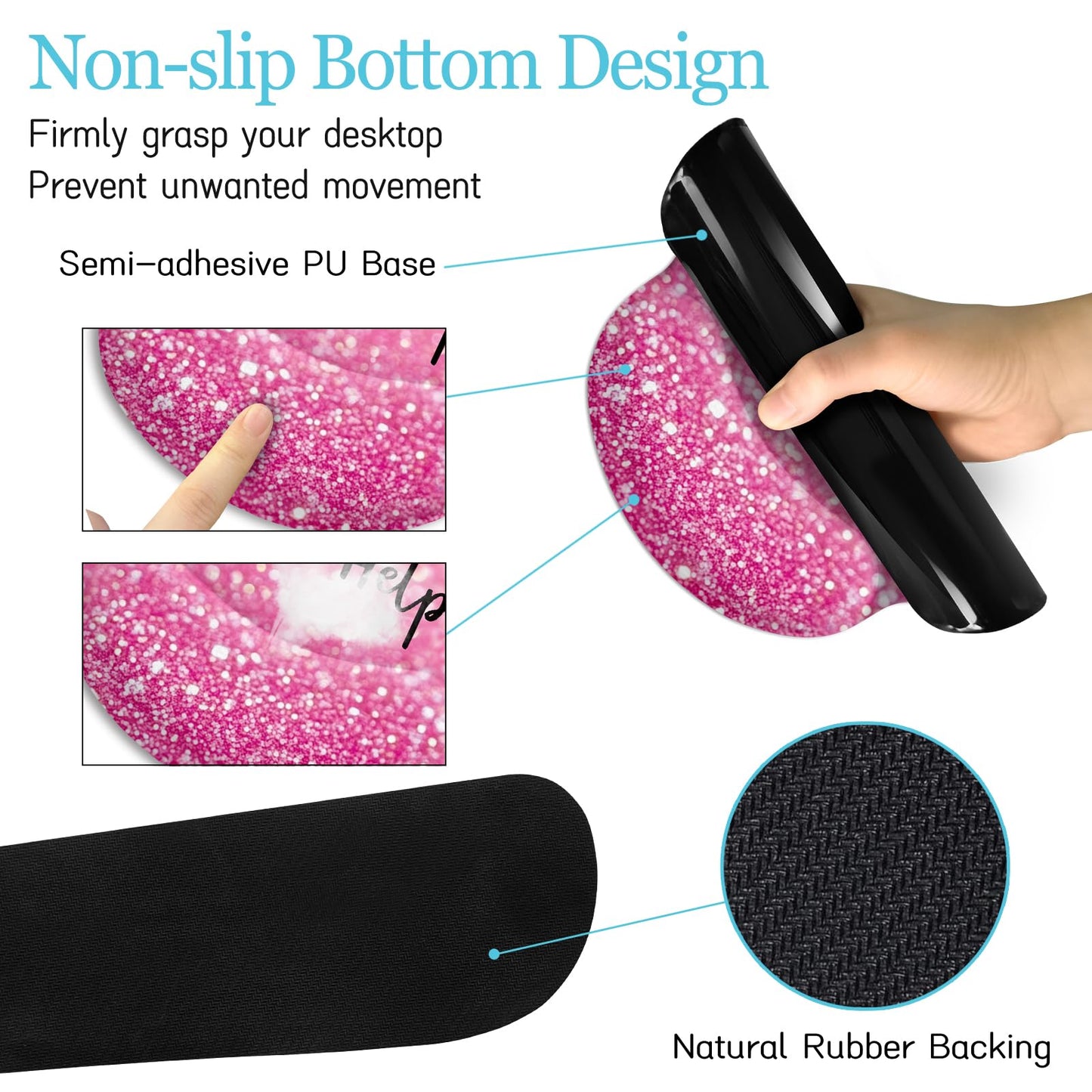 LIMKRIAN Pink Ergonomic Mouse Pad Set, Large Desk Matt for Desktop Decor