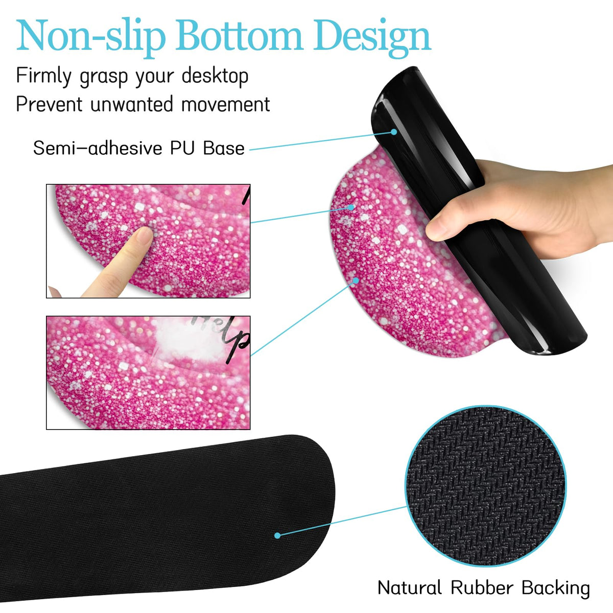 LIMKRIAN Pink Ergonomic Mouse Pad Set, Large Desk Matt for Desktop Decor