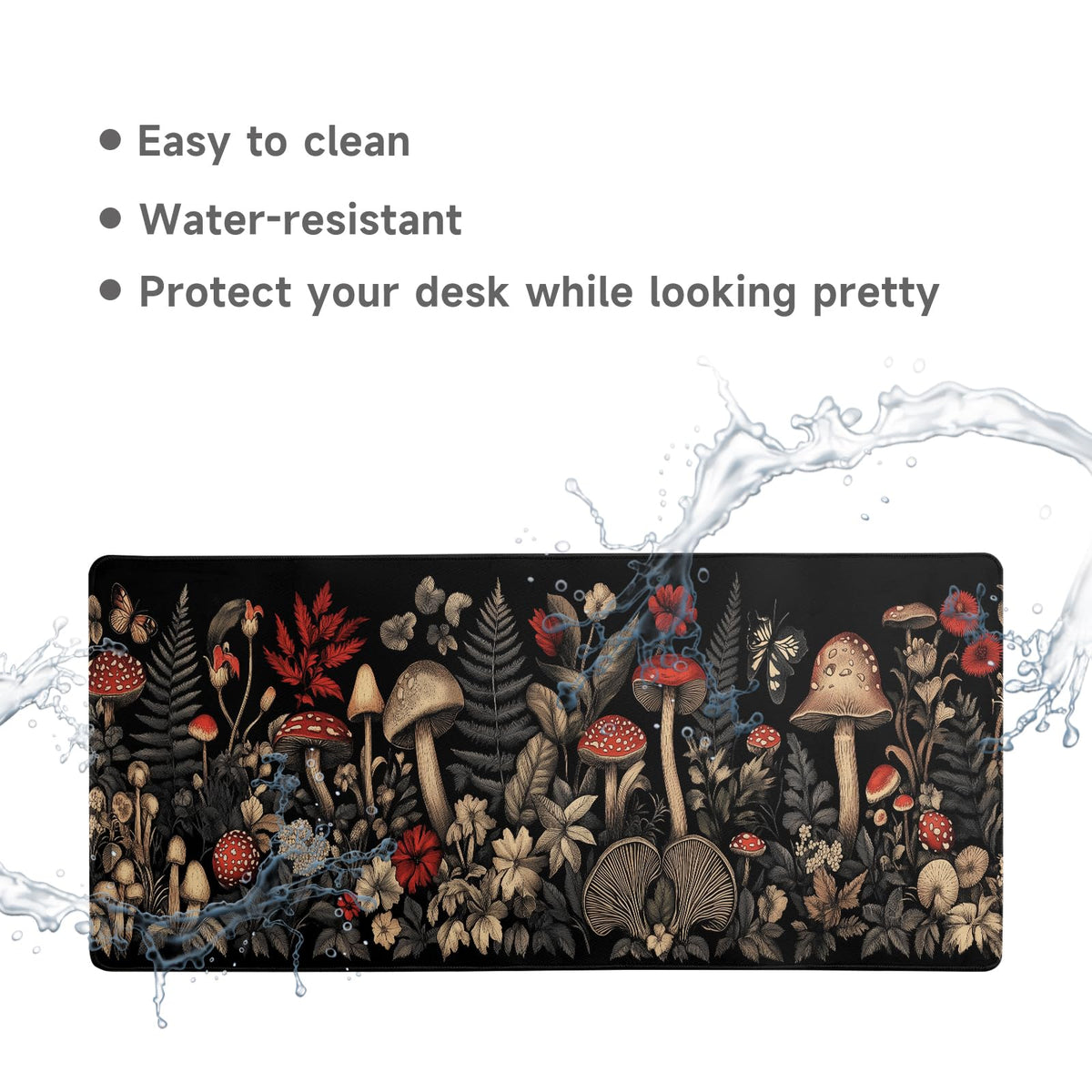 Desk Mat Mouse Pad Gaming Desk Pad XL Large Mouse Mat Office Decor Accessories (Mushroom Ferns)