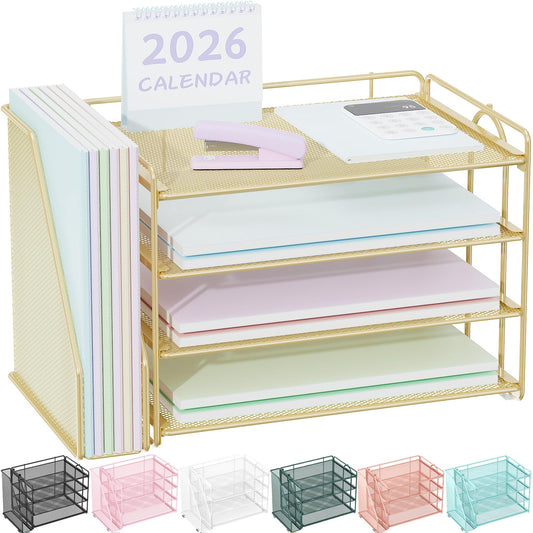 Spacrea Desk Organizers and Accessories, Paper Organizer for Desk with File organizer, Desk