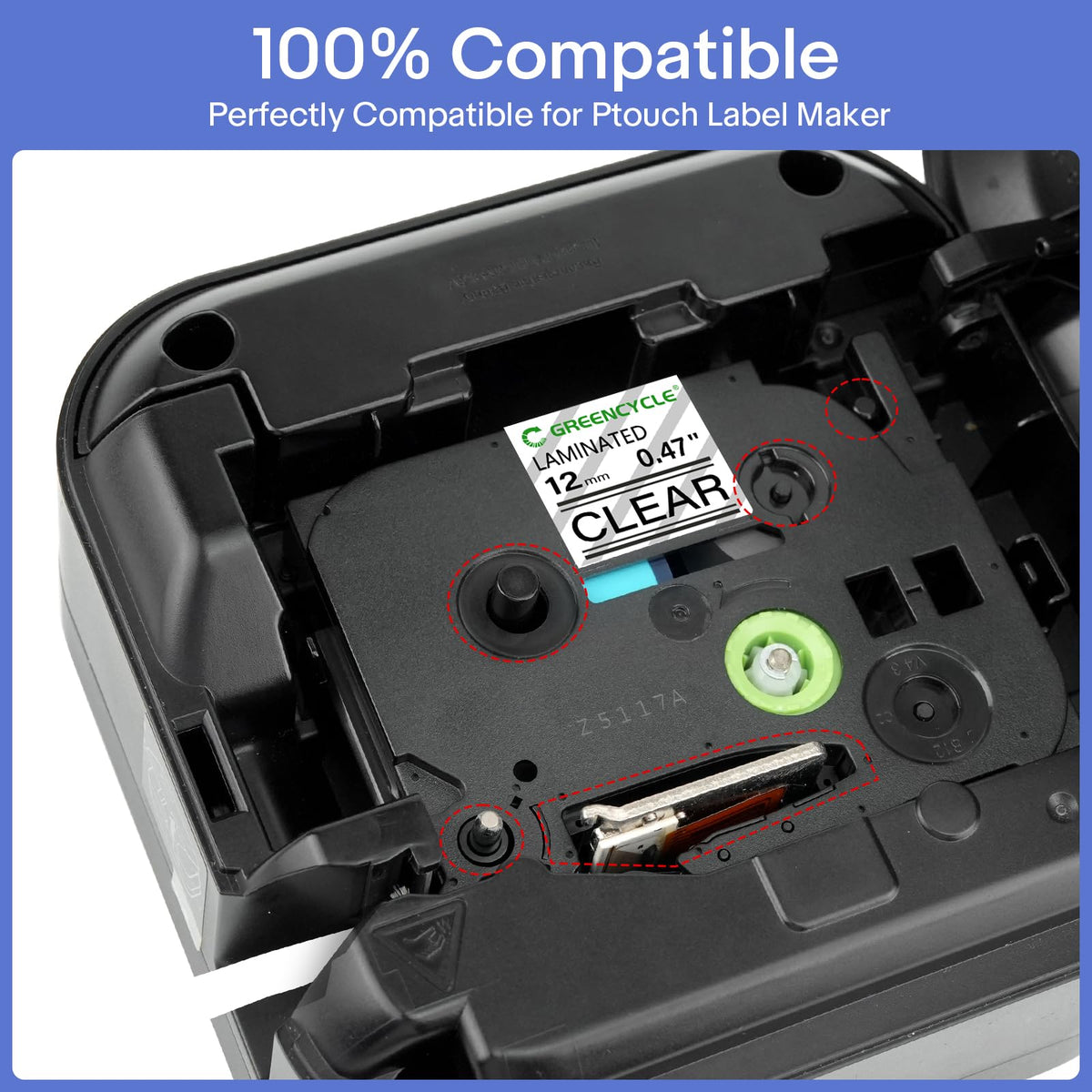 GREENCYCLE 4 Pack TZe-131 12mm 0.47 Laminated Clear Label Tape Compatible for Brother Label Maker