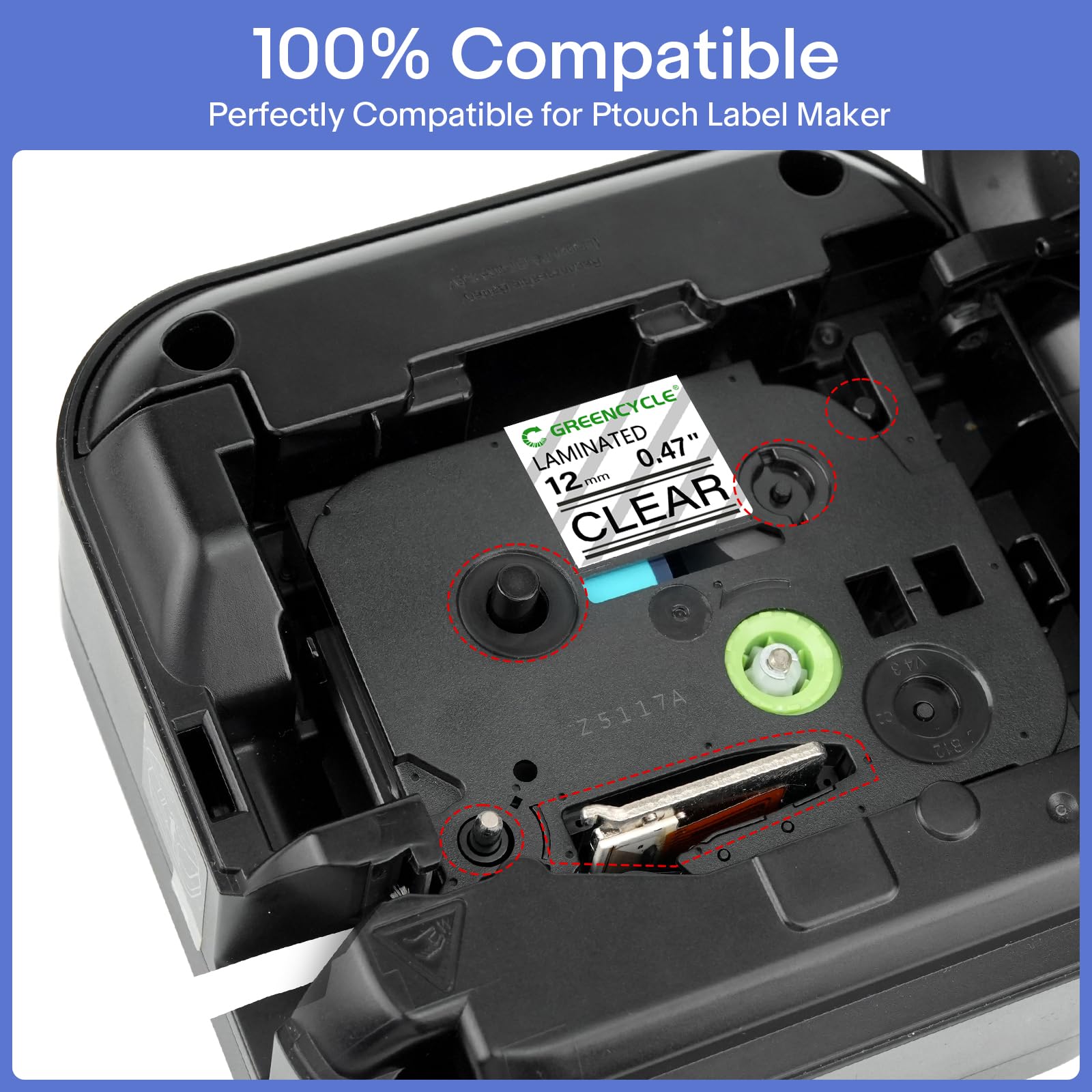 GREENCYCLE 4 Pack TZe-131 12mm 0.47 Laminated Clear Label Tape Compatible for Brother Label Maker