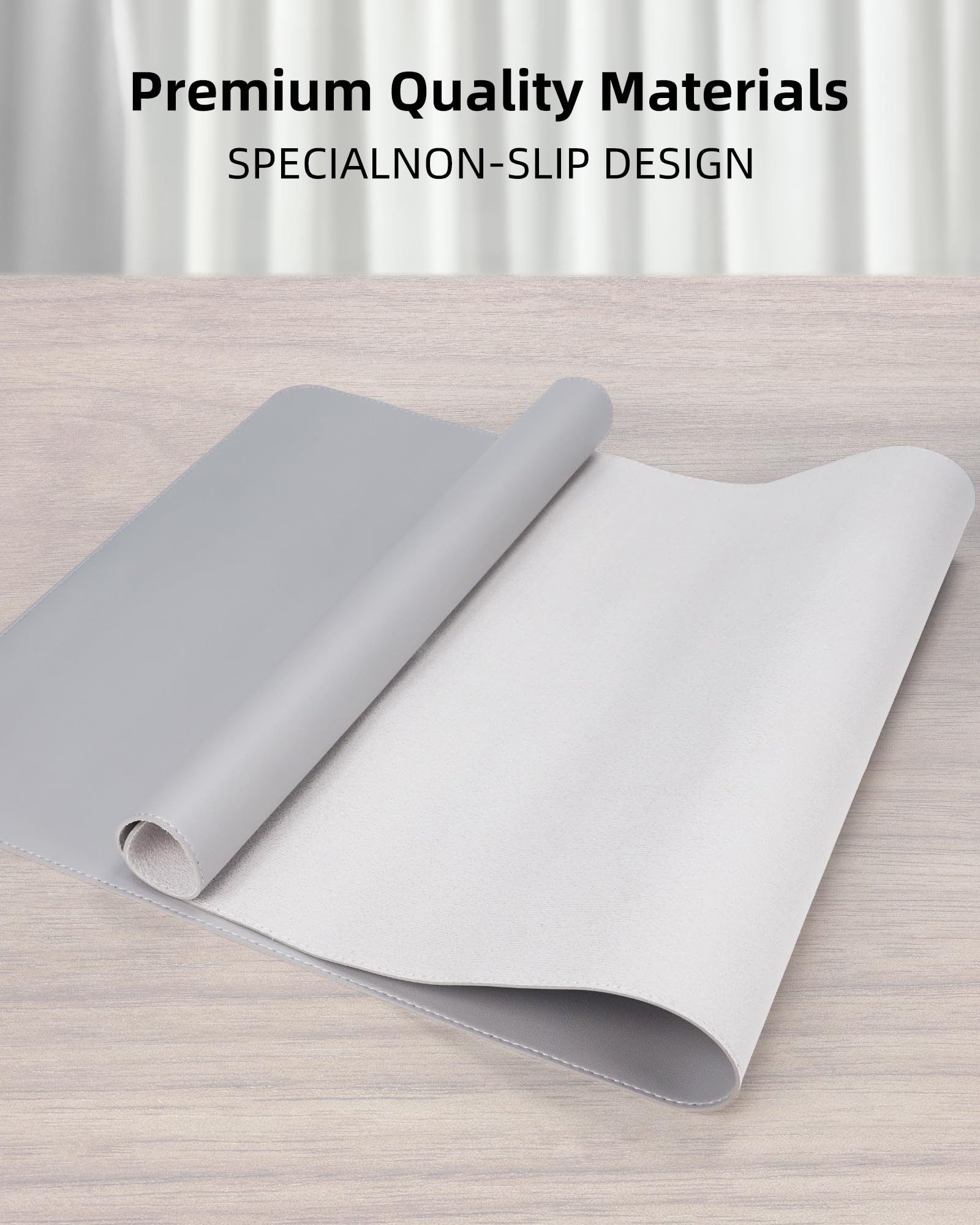 AFIING Large Desk Mat 55" x 24" - PU Leather Desk Pad Protector, Waterproof Non-Slip Extended Mouse