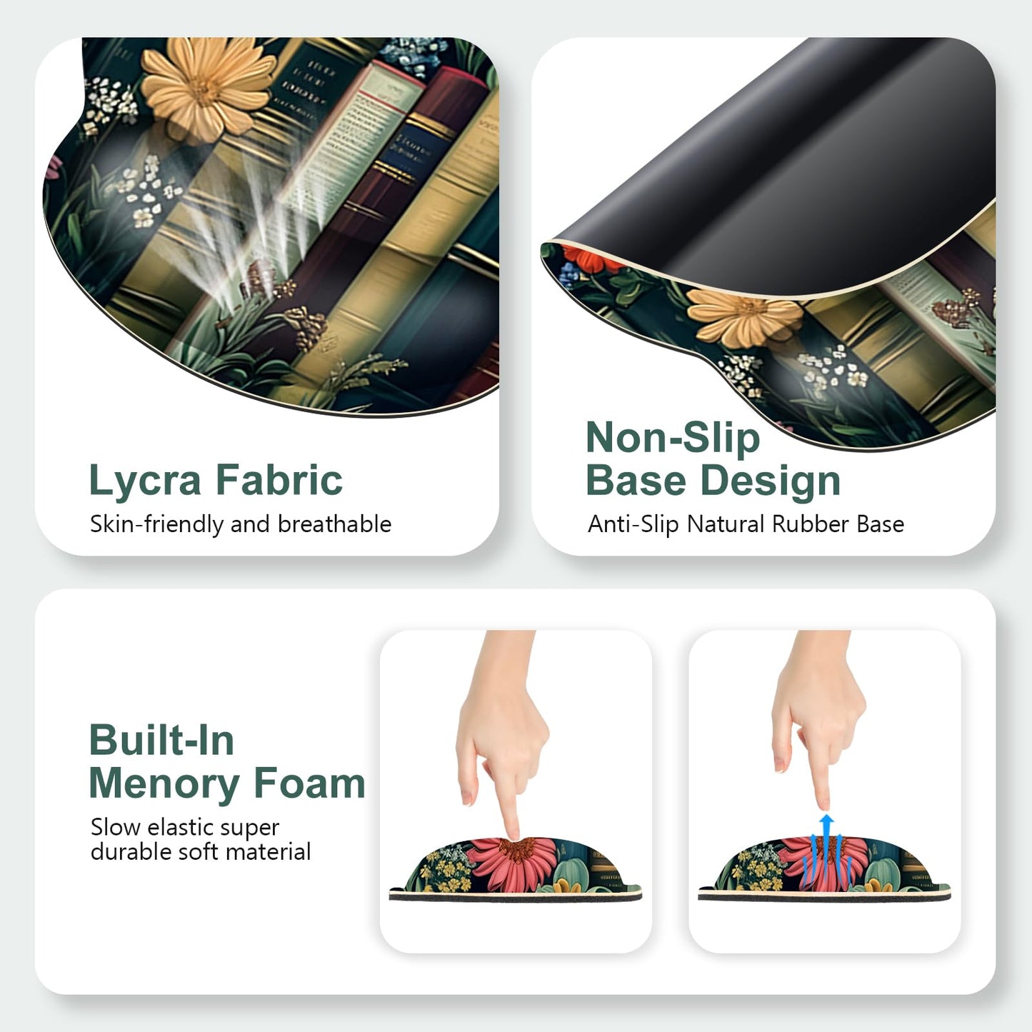 Wildflowers Mouse Pad, Large Desk Mat Extended Nature Botanical Aesthetic Deskpad, 4 PCS Non-Slip