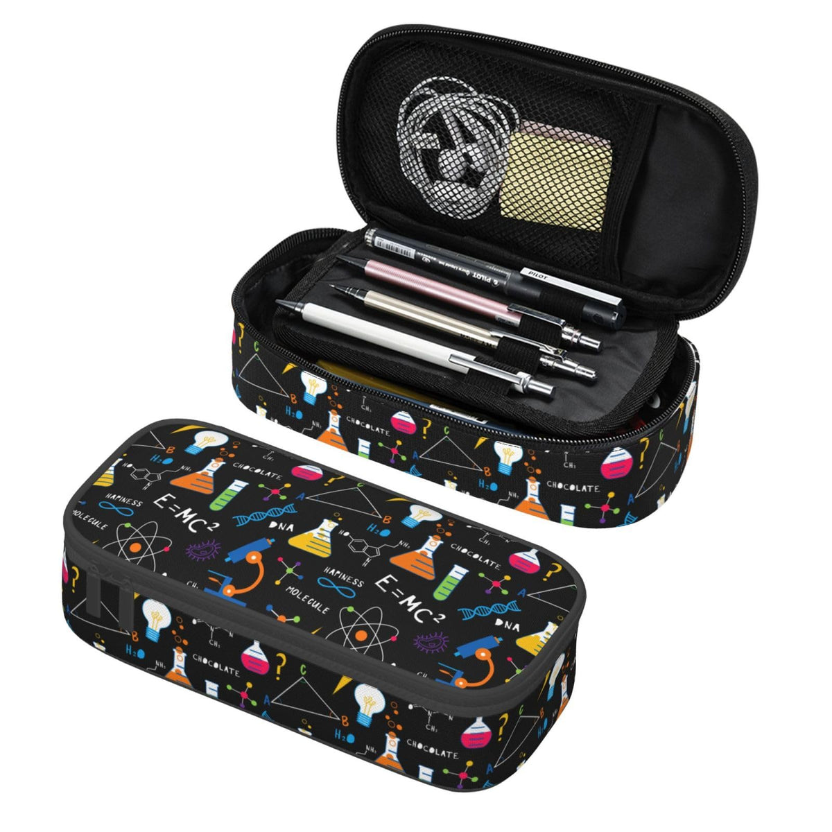 Aoojanu Science Chemistry Biology Physics Pattern Large Pencil Case With Zipper Compartments