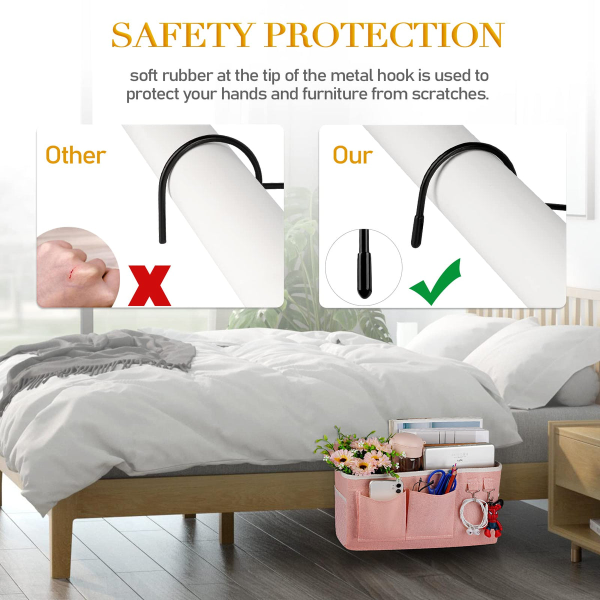 Ozzptuu Bedside Caddy Bedside Storage Bag for Headboards/Bunk Bed