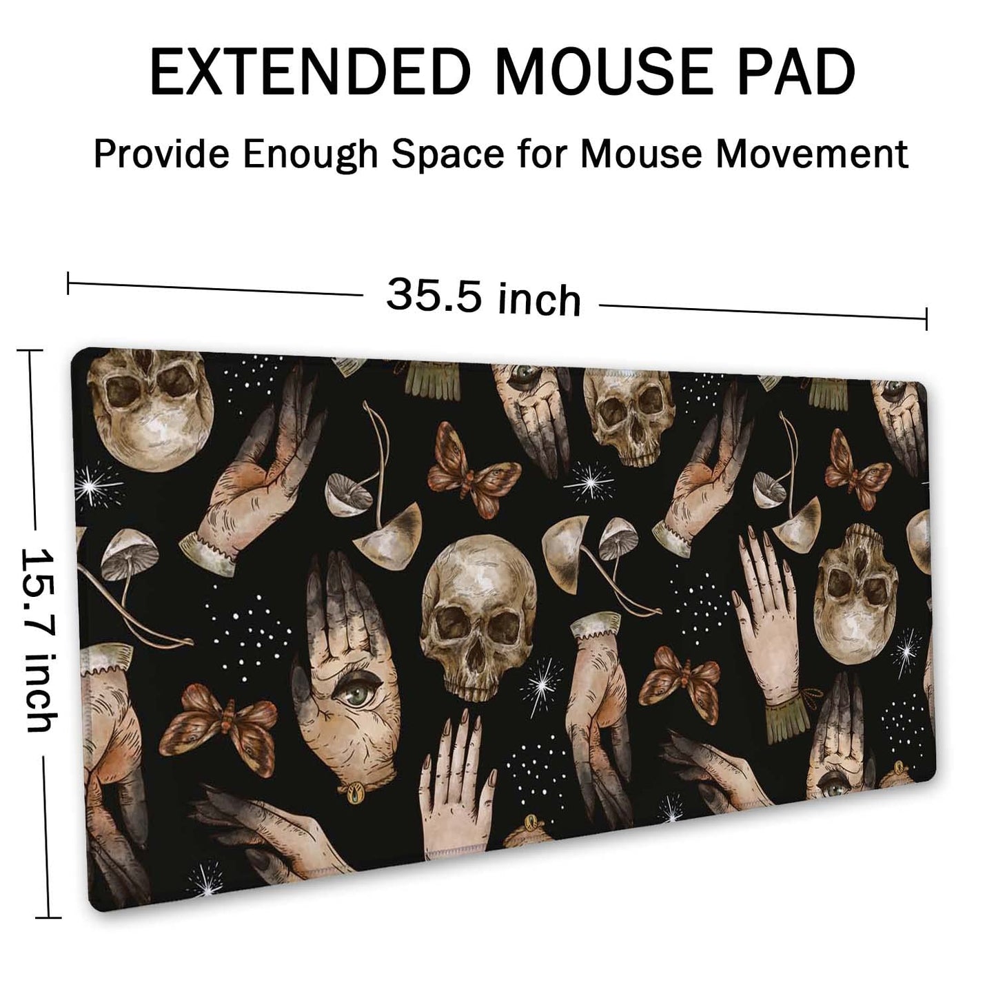 SSOIU Extended Gaming Mouse Pad (35.5x15.7 in), Large Stable Rubber Base Mousepad with Stitched
