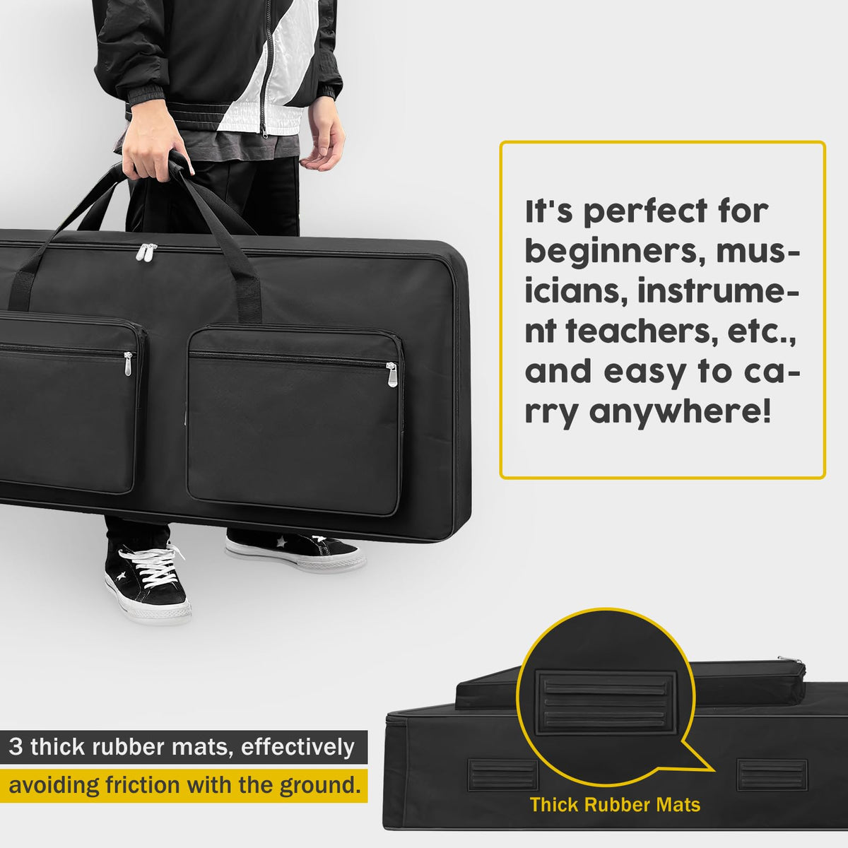 XIDIHF 61 Key Piano Keyboard Case Bag 40.6''x6.1''x17'',Portable Padded Keyboard Gig Bag with