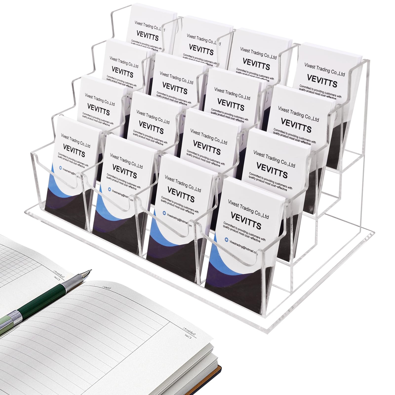 Clear Vertical Business Card Holder for Desk, Office Acrylic Business Card Display Holder Desktop