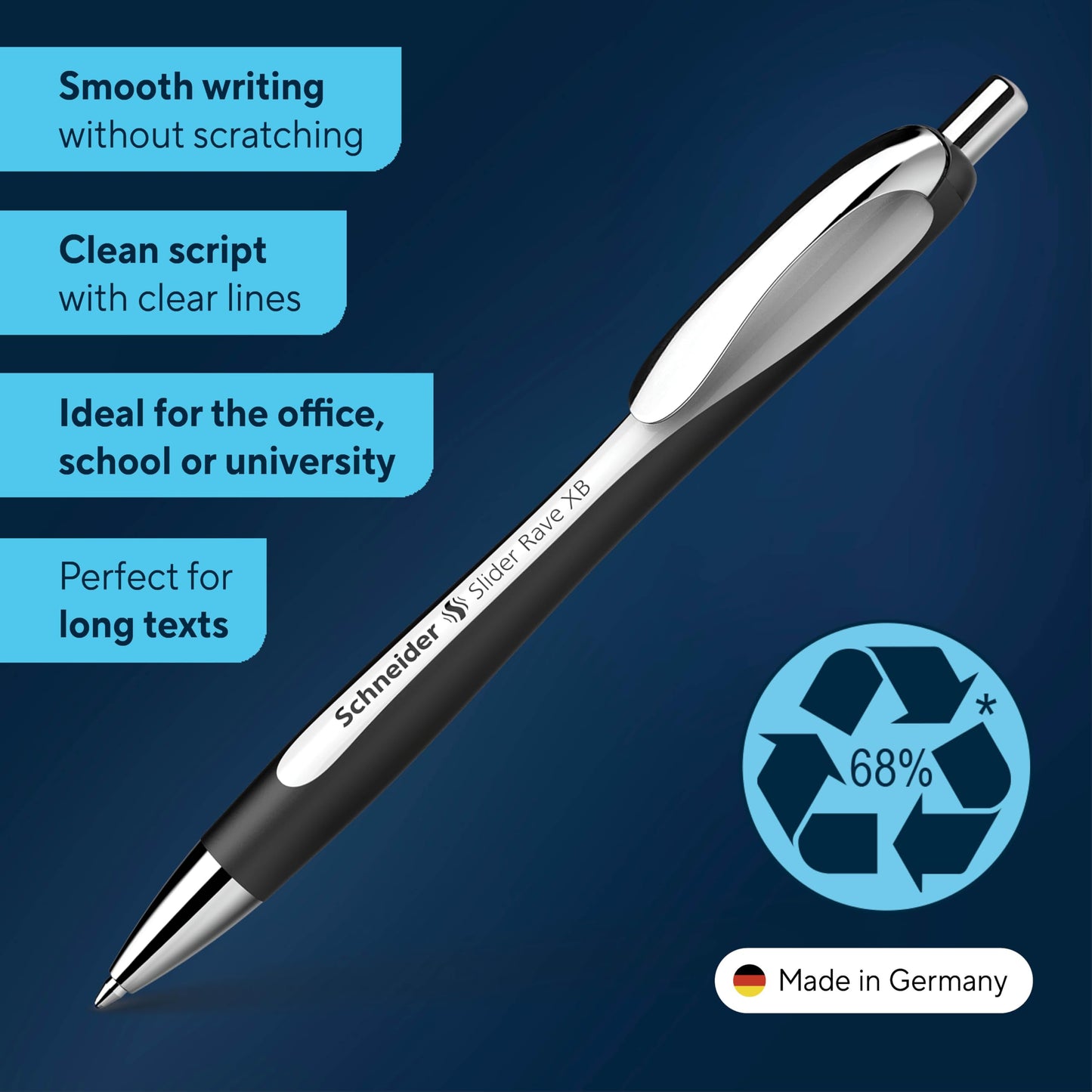 Schneider Slider Rave XB 132549 Ballpoint Pen (Limited Special Edition in White/Black, Made in