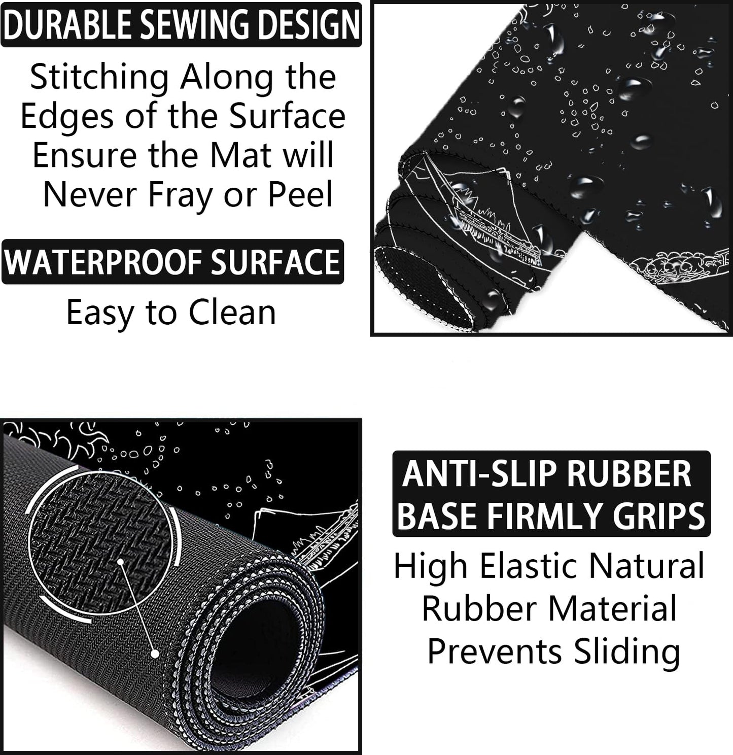 Large Desk Mat, Mouse Pad with Wrist Support, Keyboard Wrist Rest Set