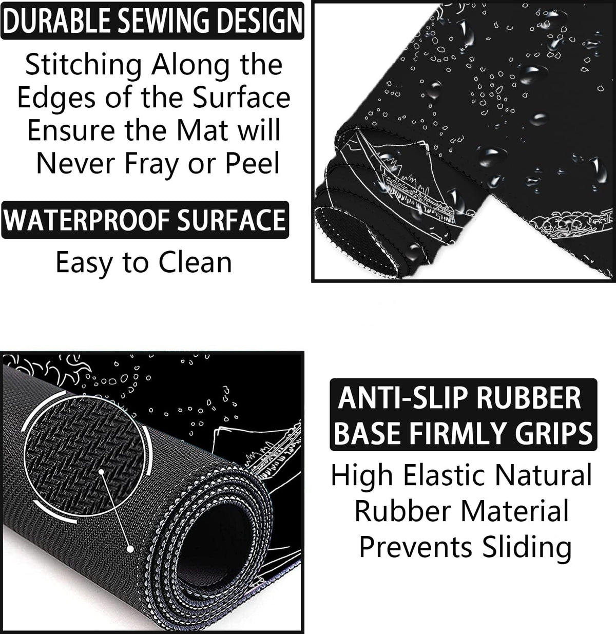 Large Desk Mat, Mouse Pad with Wrist Support, Keyboard Wrist Rest Set